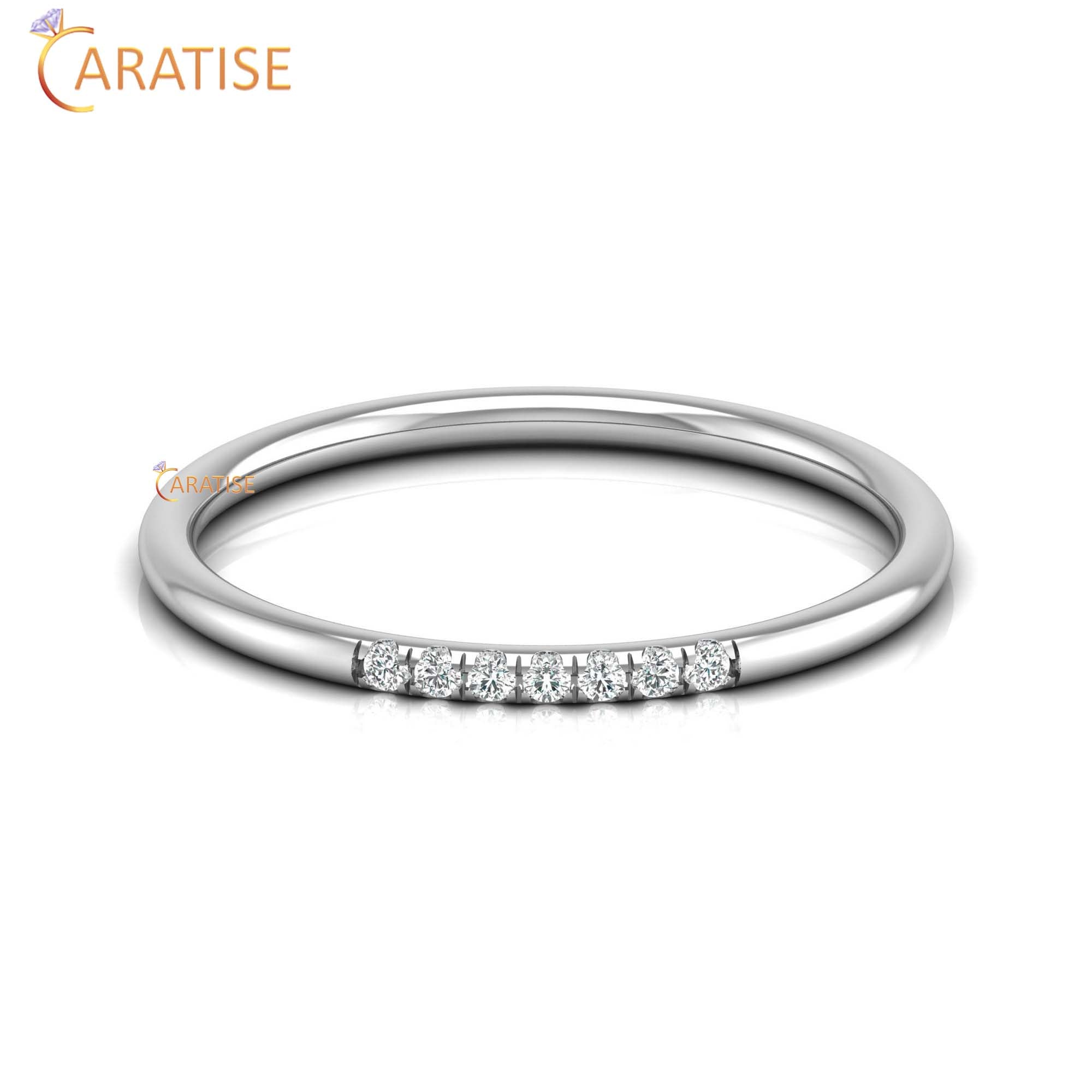 0.05 TDW Round Cut Women's Minimalist Diamond Ring