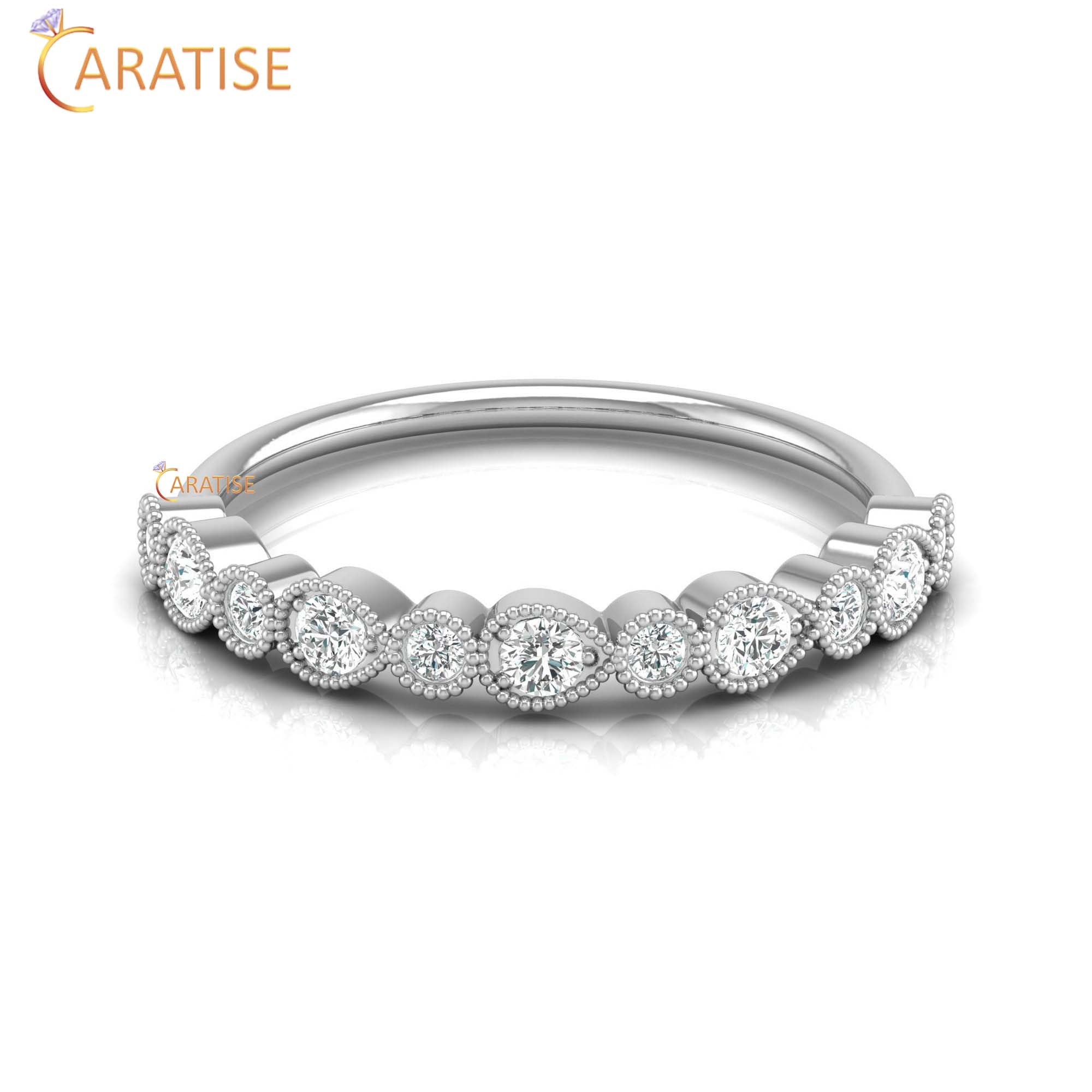 0.29 TDW Round Cut Women's Diamond Minimalist Ring