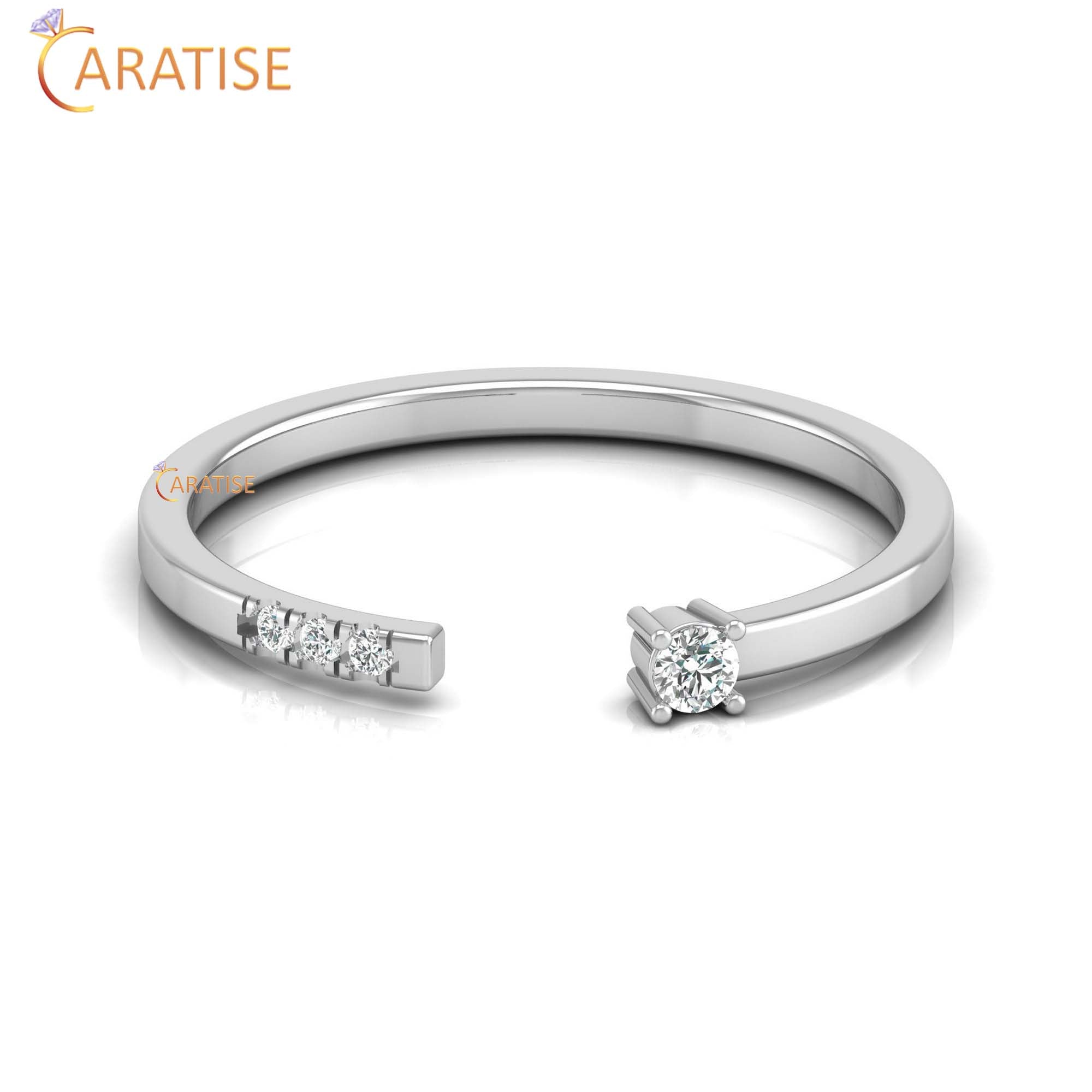 0.06 TDW Round Cut Women's Minimalist Diamond Ring