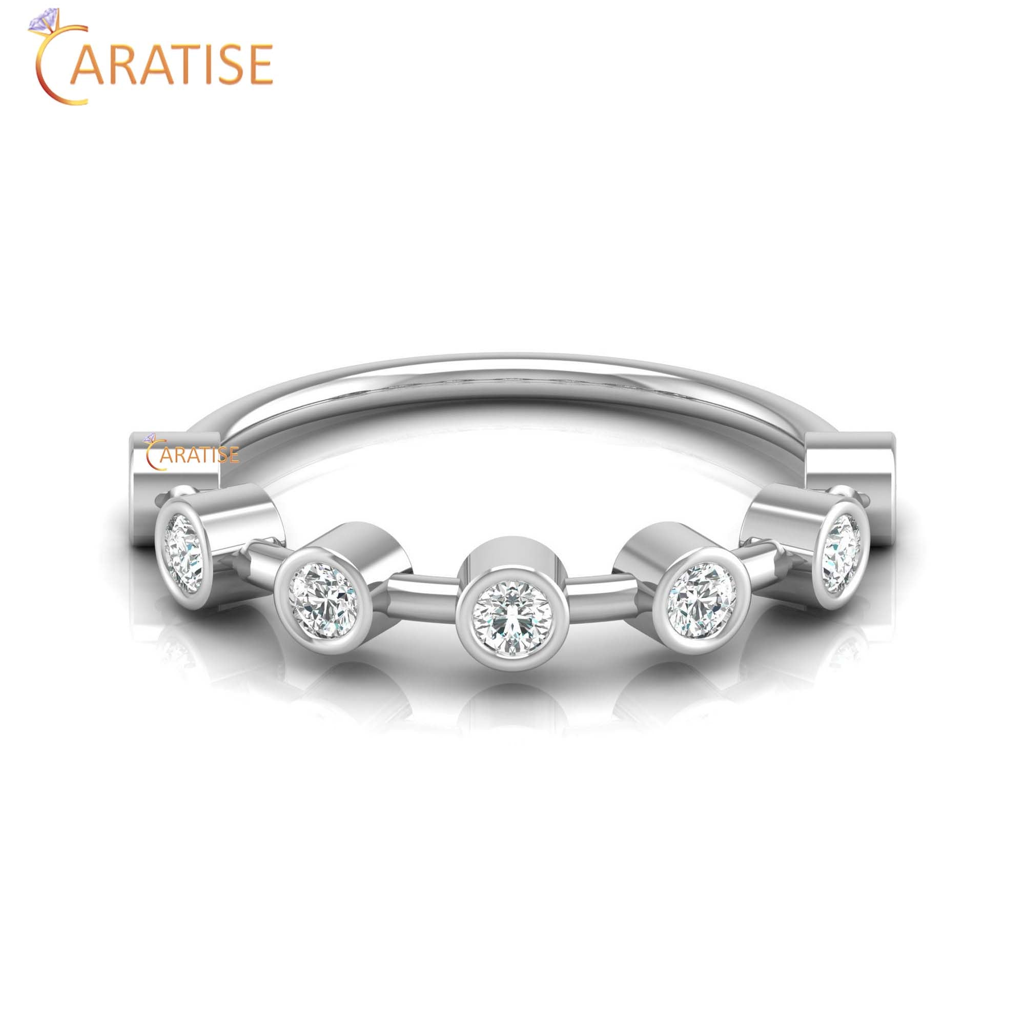 0.28 TDW Round Cut Women's Minimalist Diamond Ring