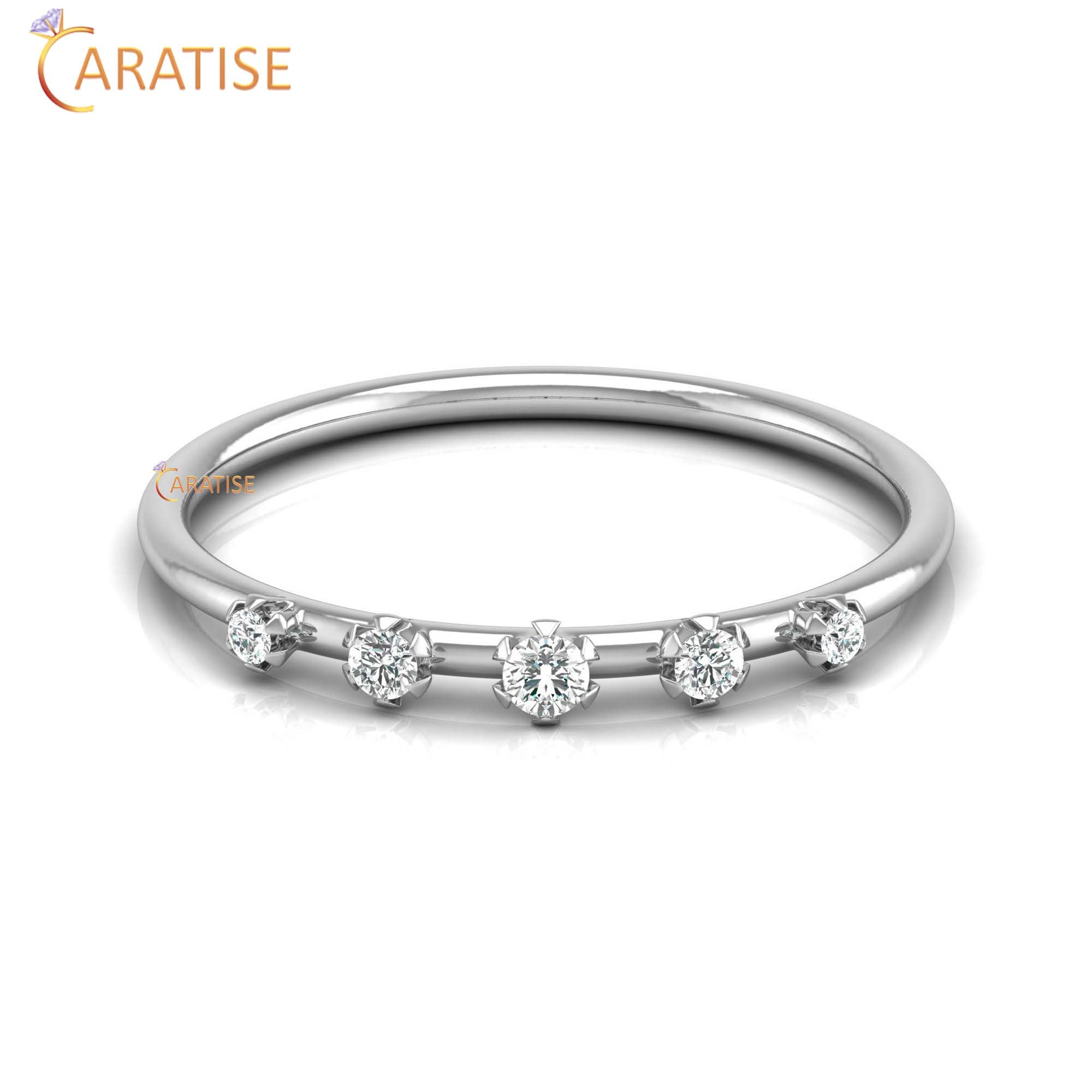0.083 TDW Round Cut Women's Minimalist Diamond Ring