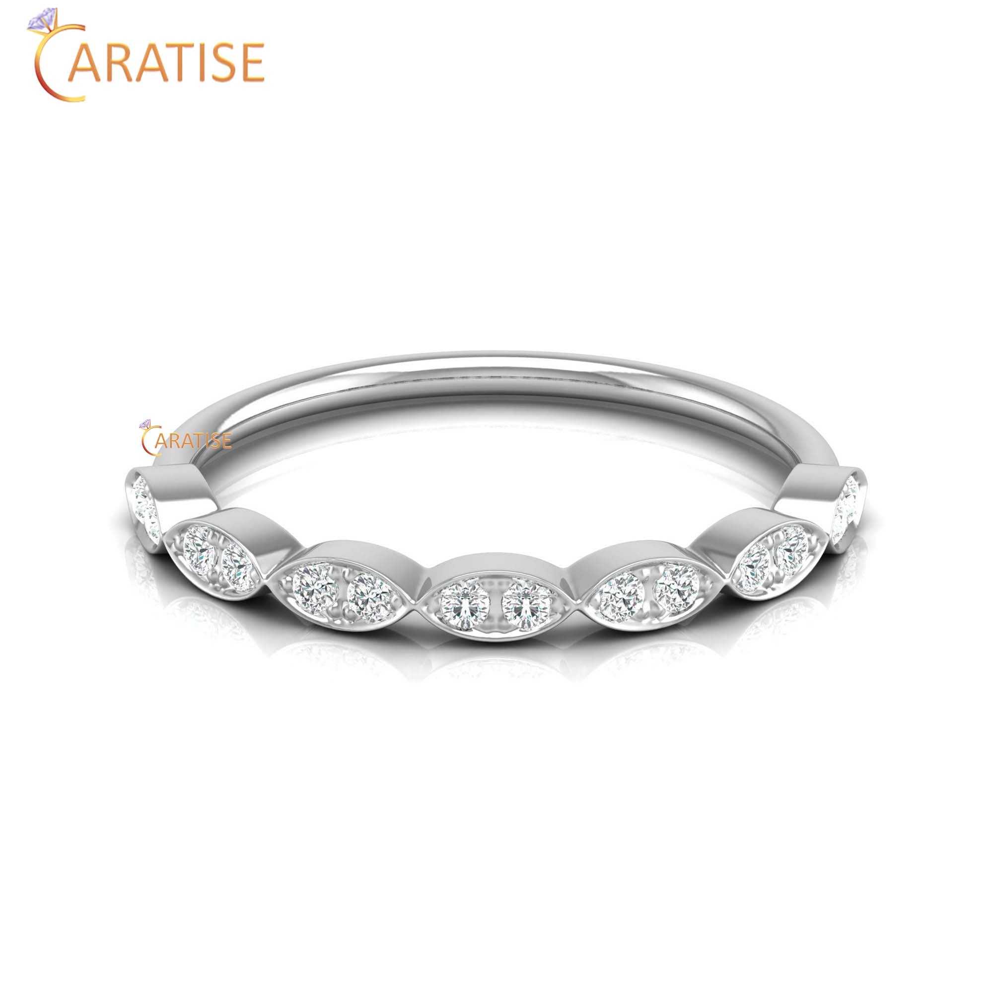 0.08 TDW Round Cut Women's Minimalist Diamond Ring