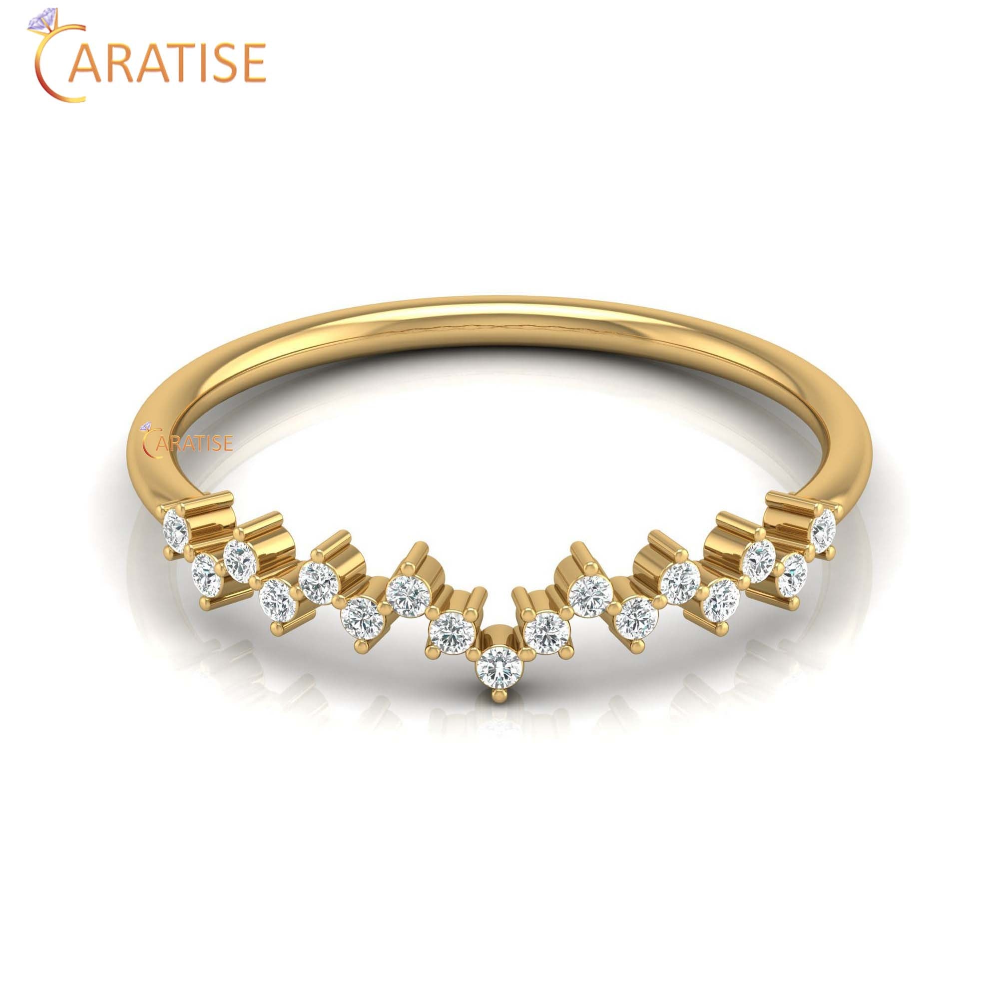 0.11 TDW Round Cut Women's Diamond Minimalist Ring