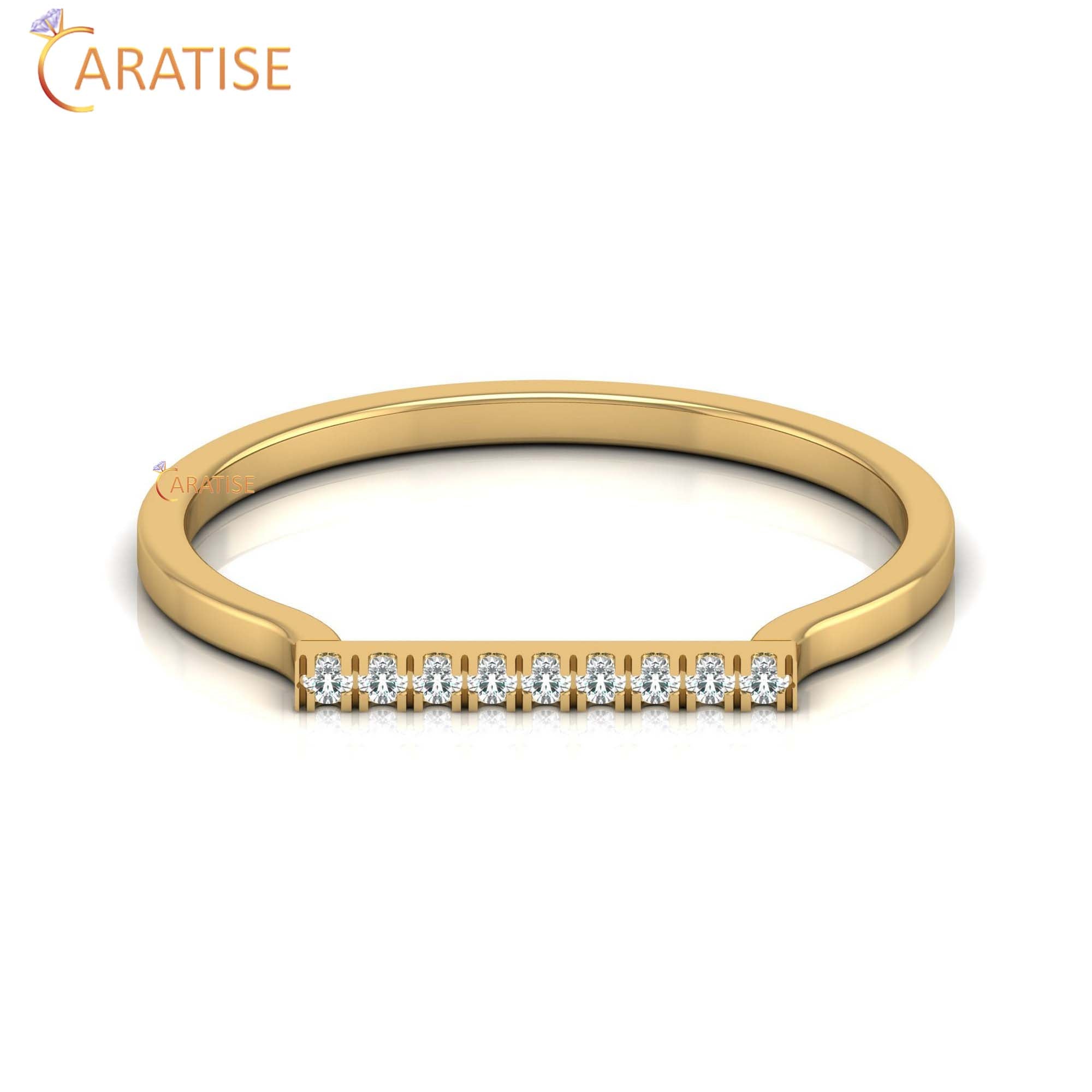 0.045 TDW Round Cut Women's Minimalist Diamond Ring