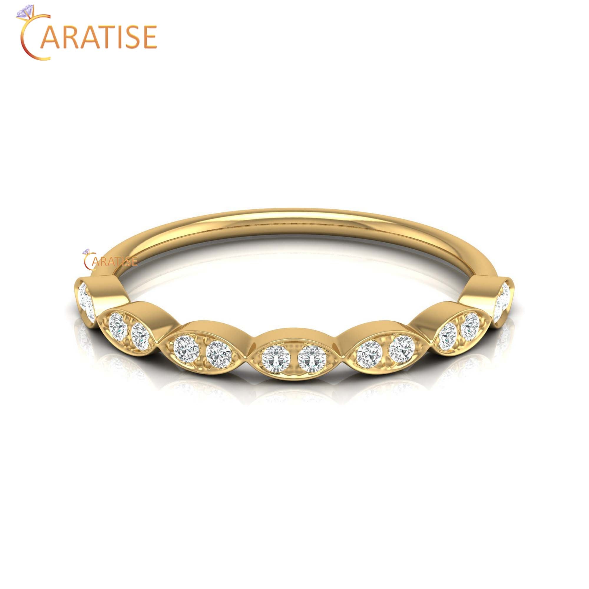 0.08 TDW Round Cut Women's Minimalist Diamond Ring