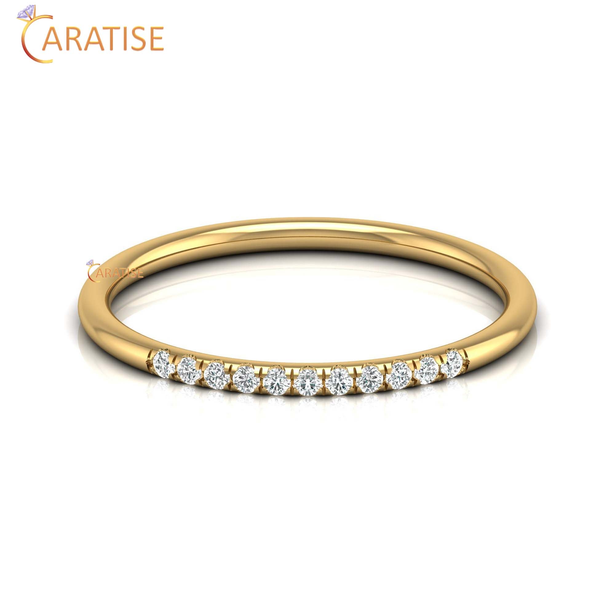 0.07 TDW Round Cut women's Minimalist Diamond Engagement Ring