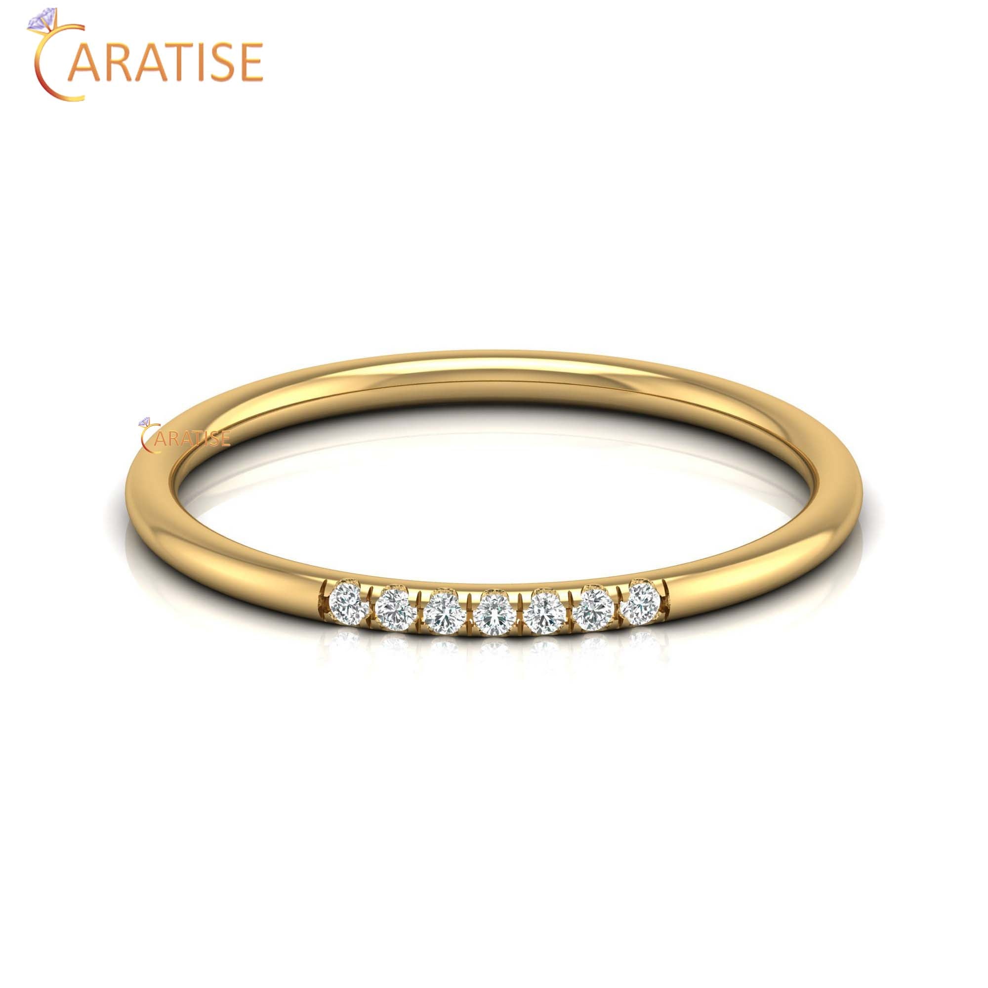 0.05 TDW Round Cut Women's Minimalist Diamond Ring