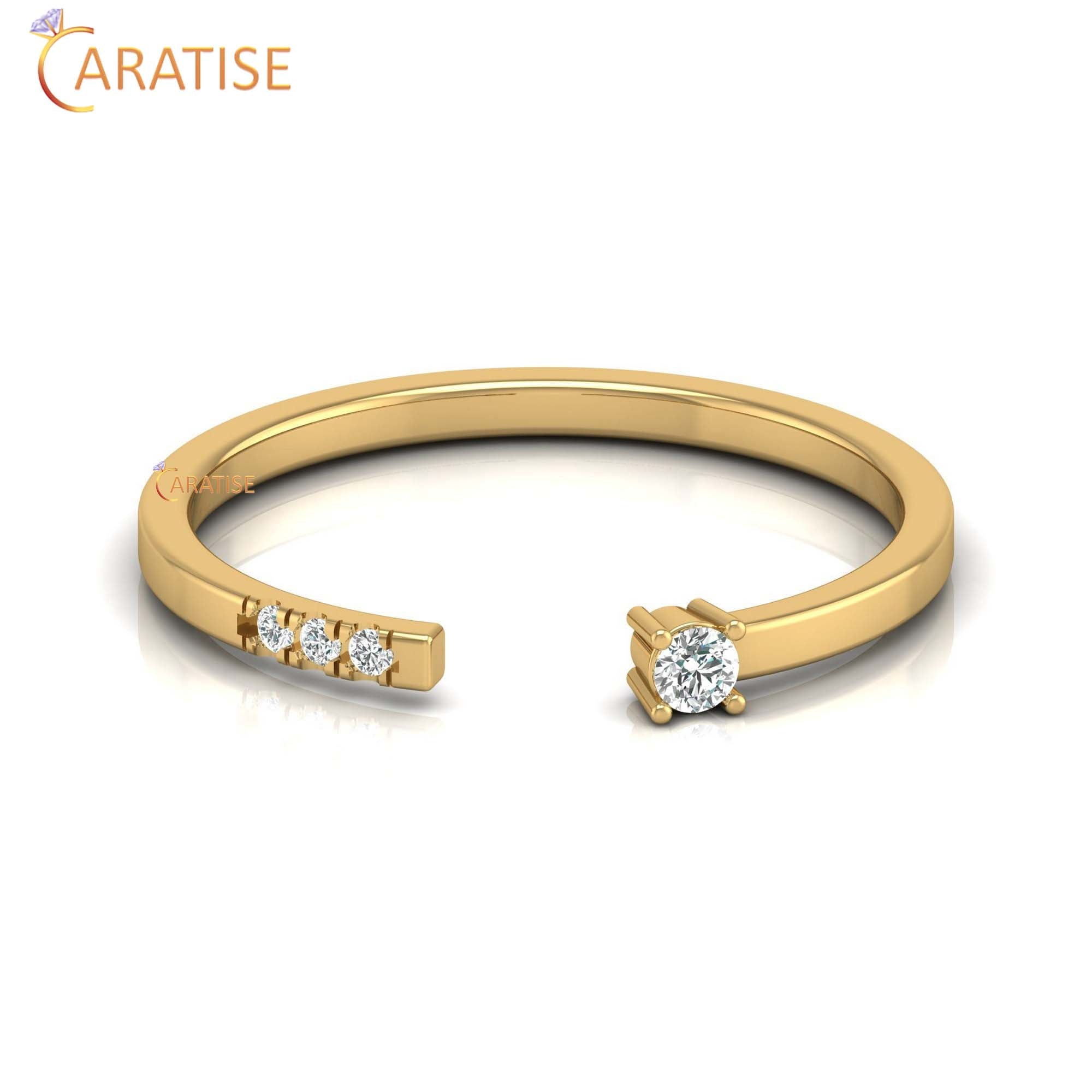 0.06 TDW Round Cut Women's Minimalist Diamond Ring