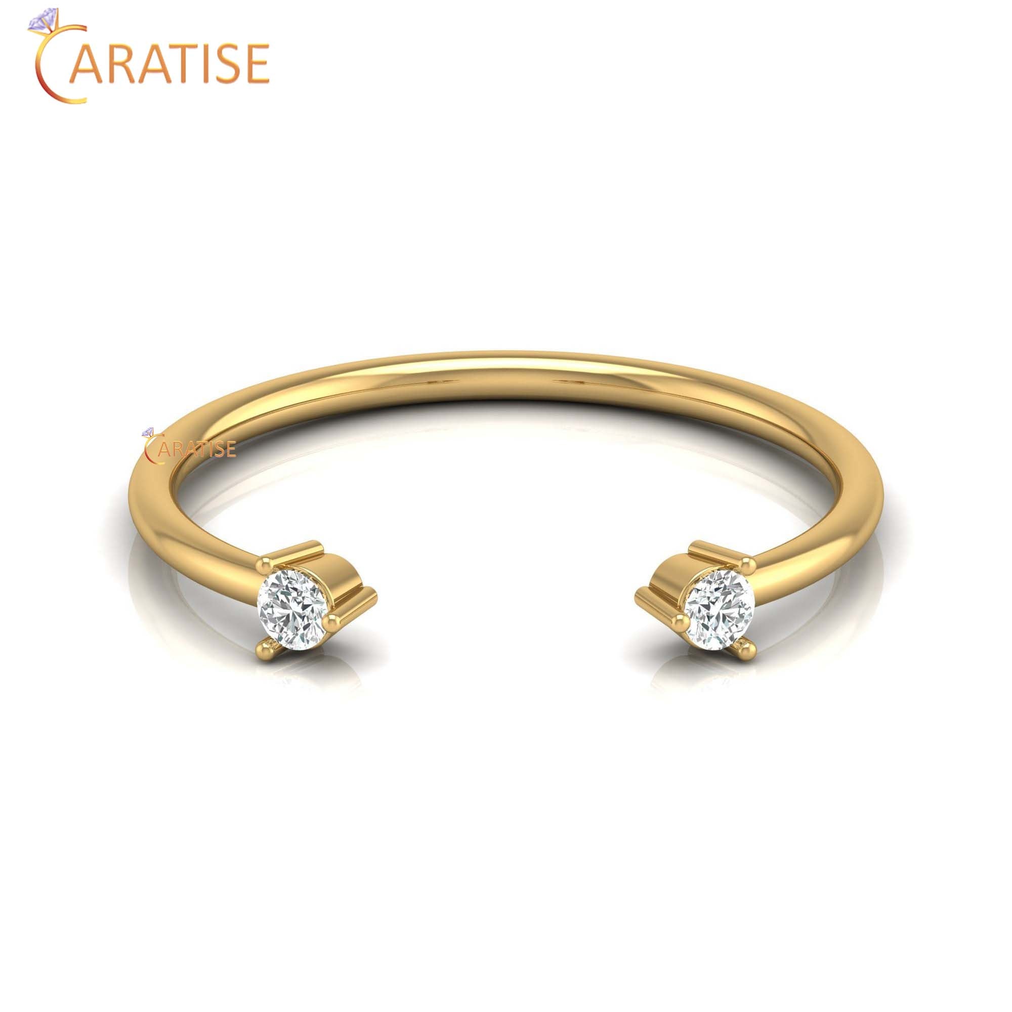 0.08 TDW Round Cut Women's Minimalist Diamond Ring