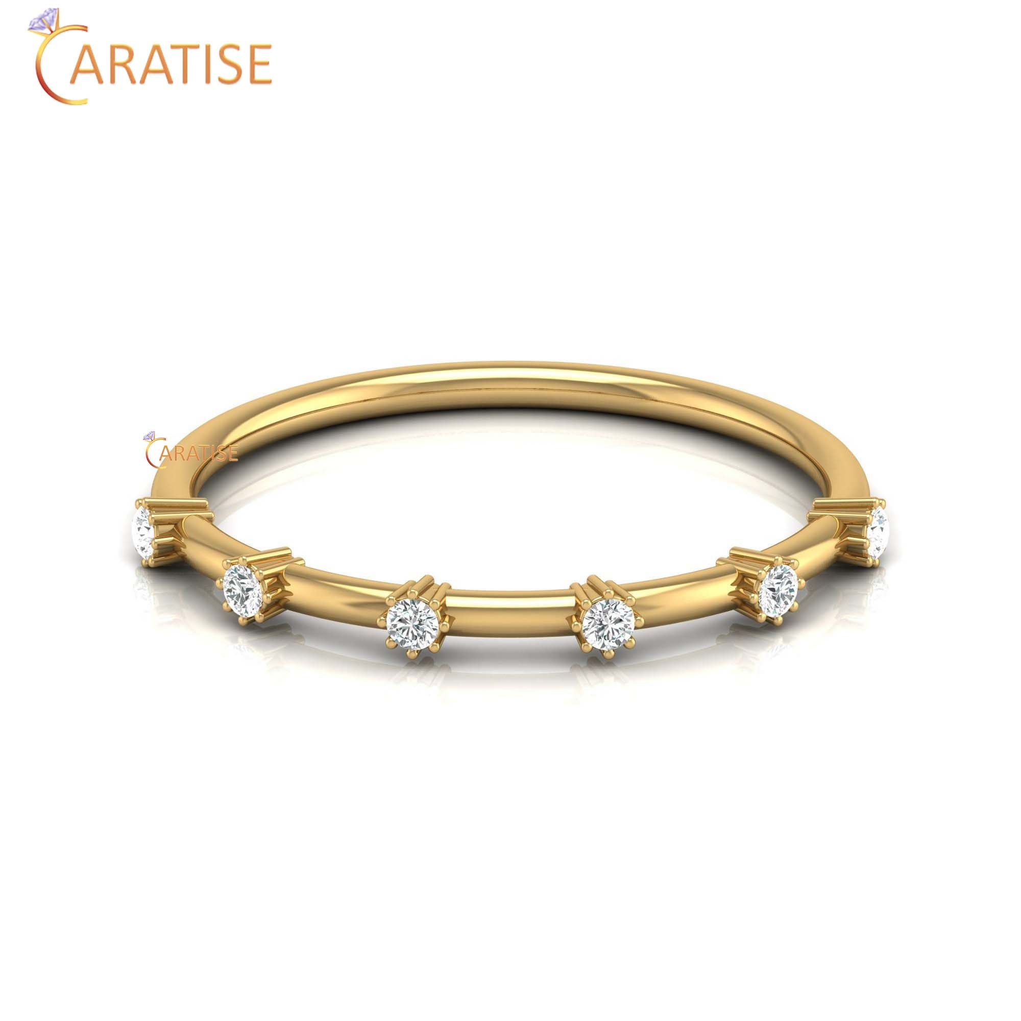 0.08 TDW Round Cut Women's Minimalist Diamond Ring
