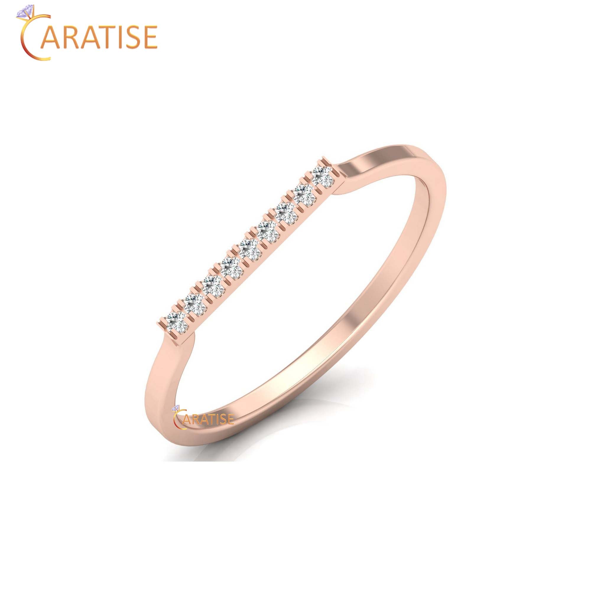 0.045 TDW Round Cut Women's Minimalist Diamond Ring