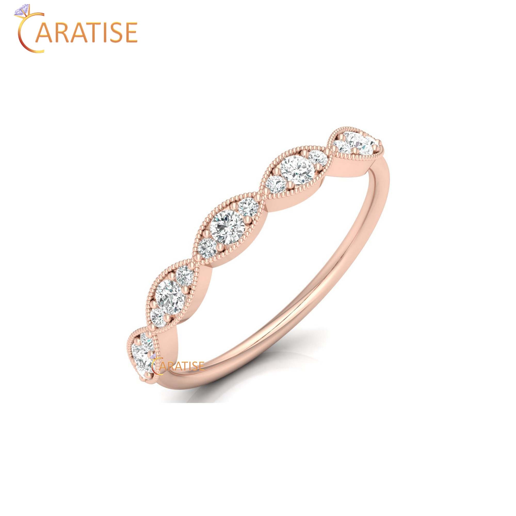 0.28 TDW Round Cut Women's Minimalist Diamond Ring