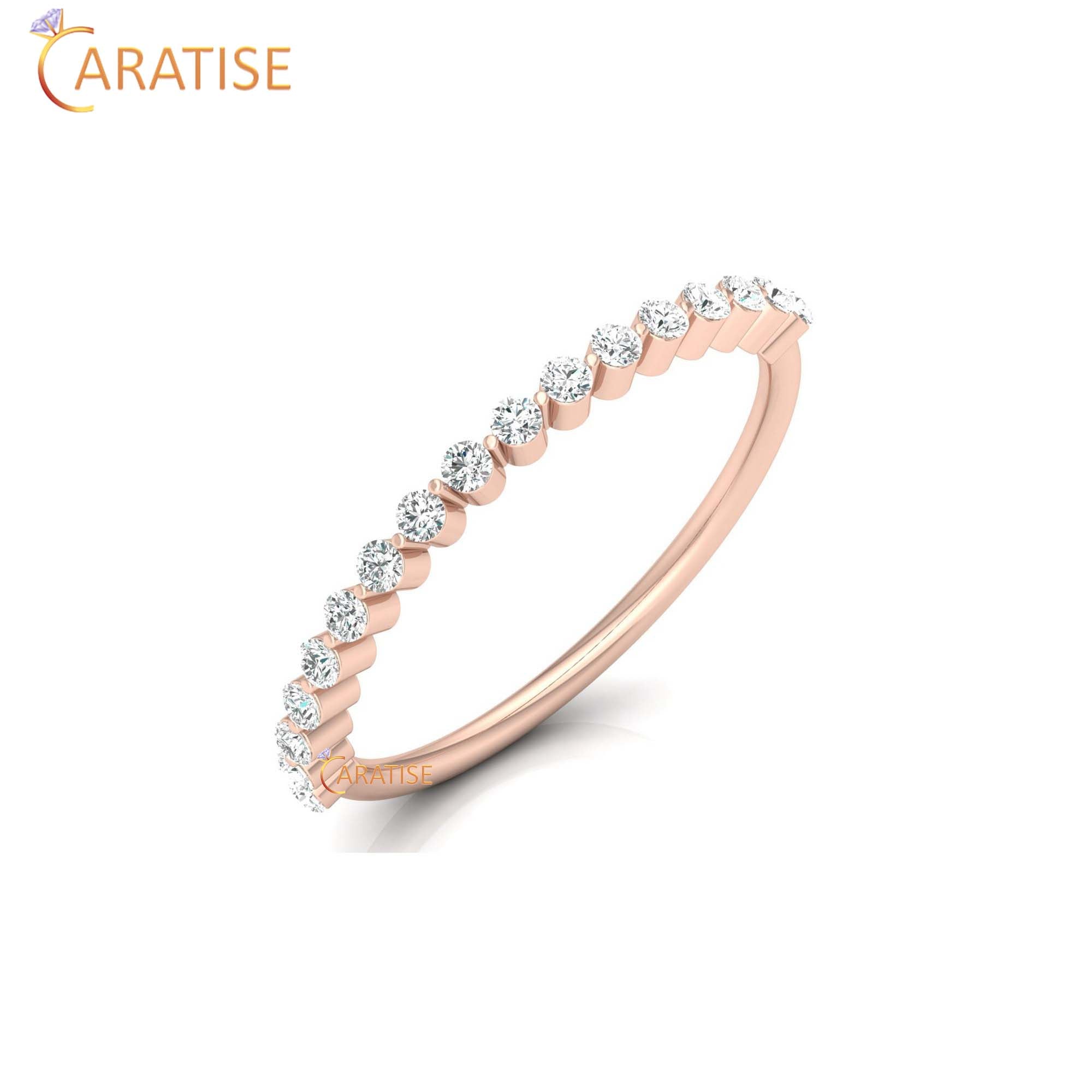 0.26 TDW Round Cut Women's Minimalist Diamond Ring