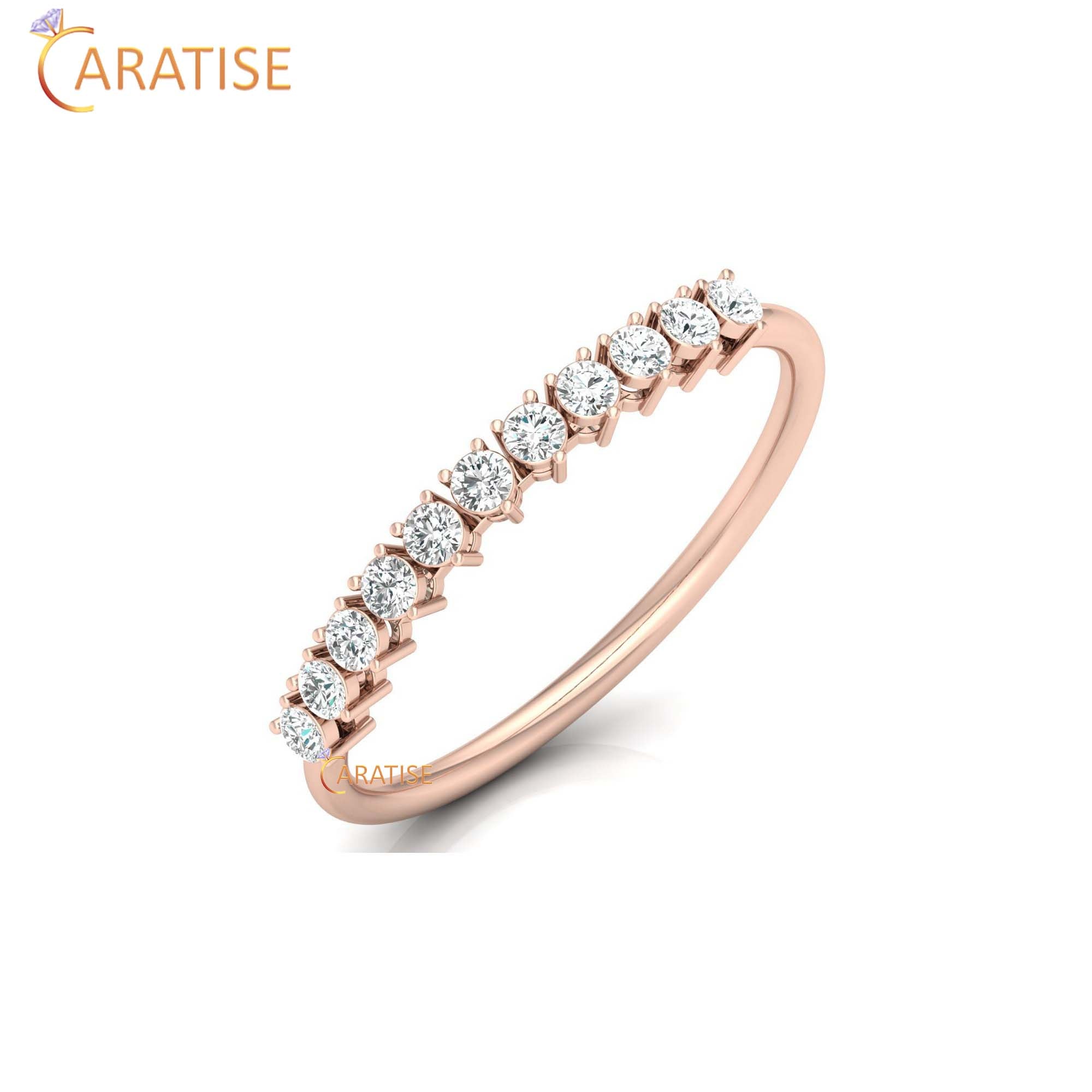 0.24 TDW Round cut Women's Minimalist Diamond Ring