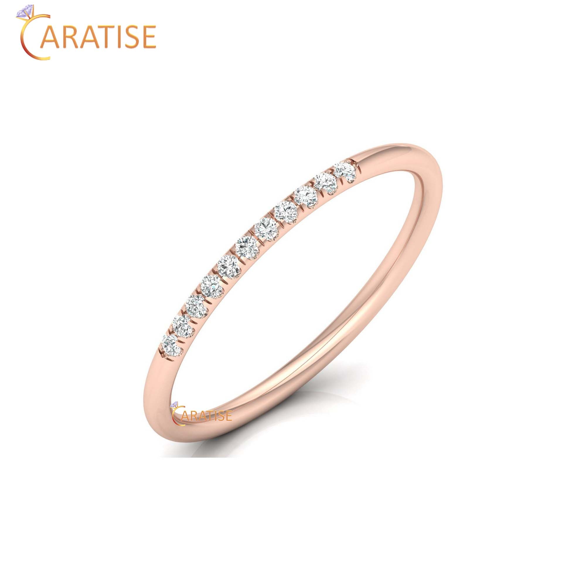 0.07 TDW Round Cut women's Minimalist Diamond Engagement Ring