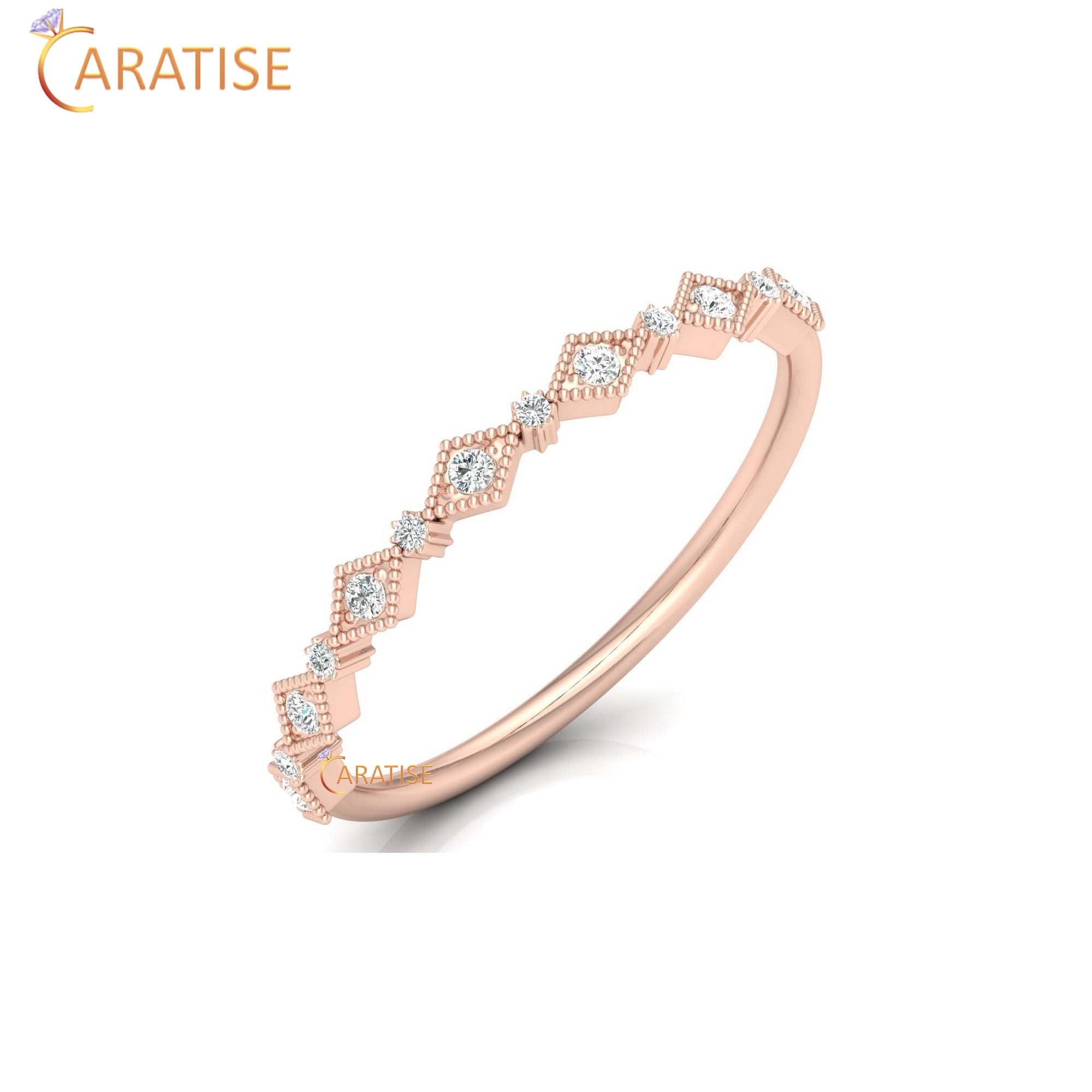 0.08 TDW Round Cut Women's Minimalist Diamond Ring