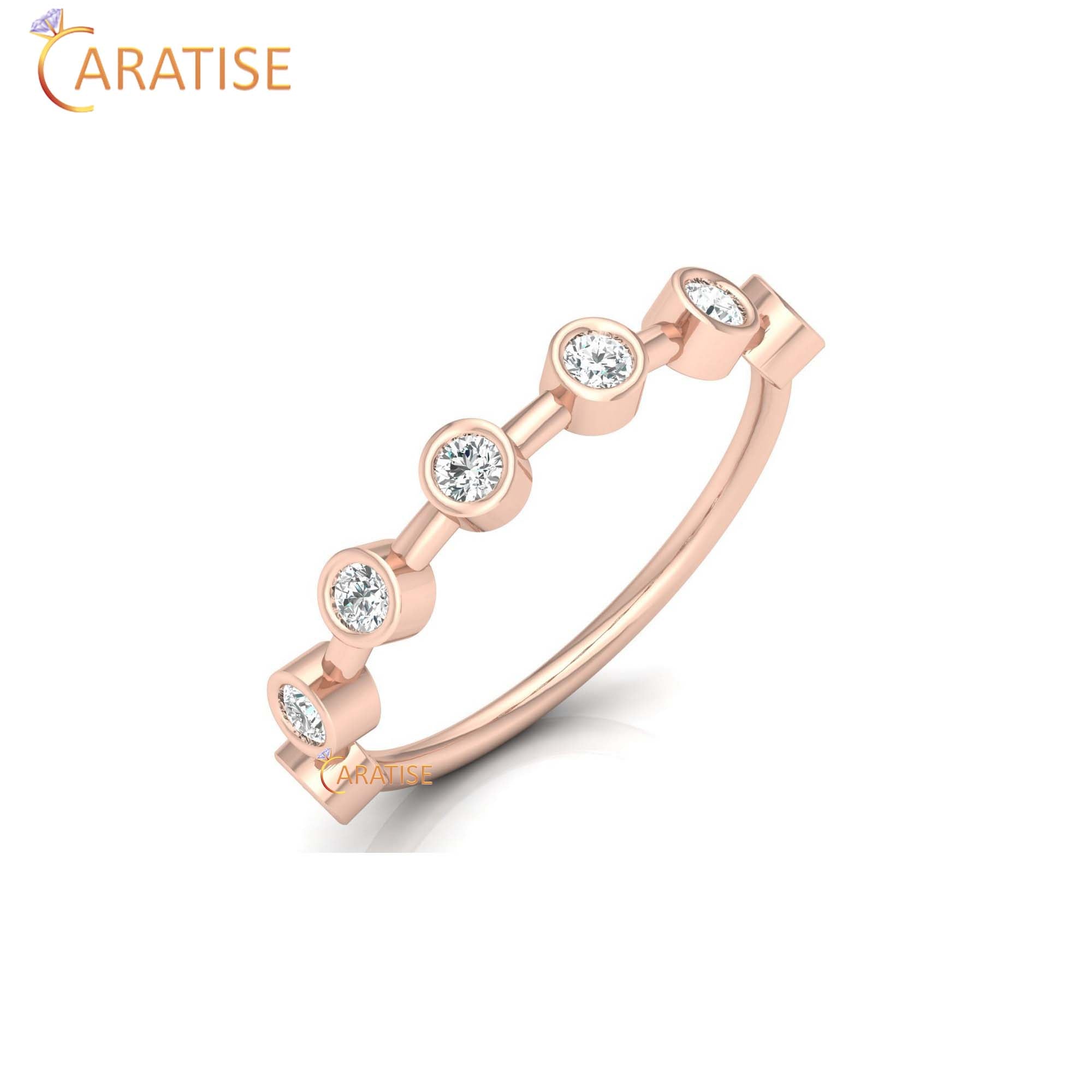 0.28 TDW Round Cut Women's Minimalist Diamond Ring