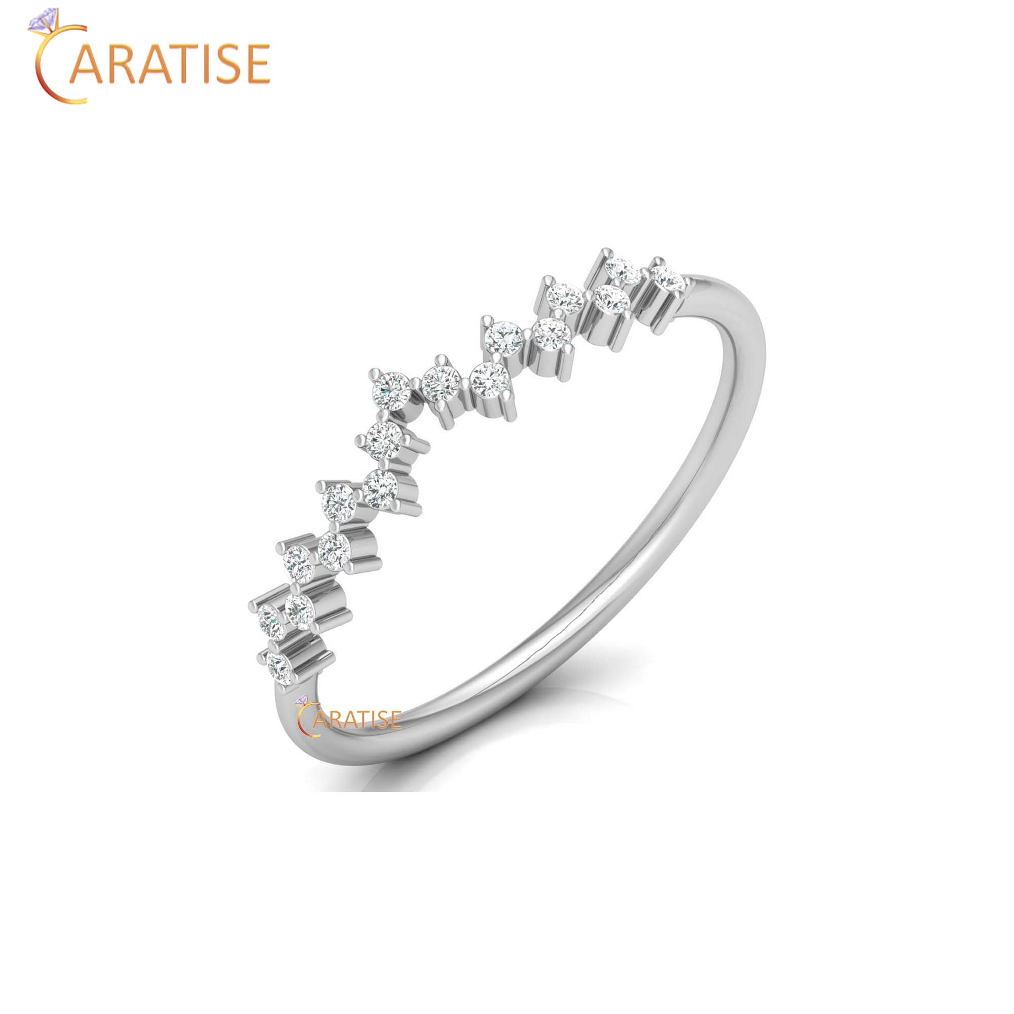 0.11 TDW Round Cut Women's Diamond Minimalist Ring