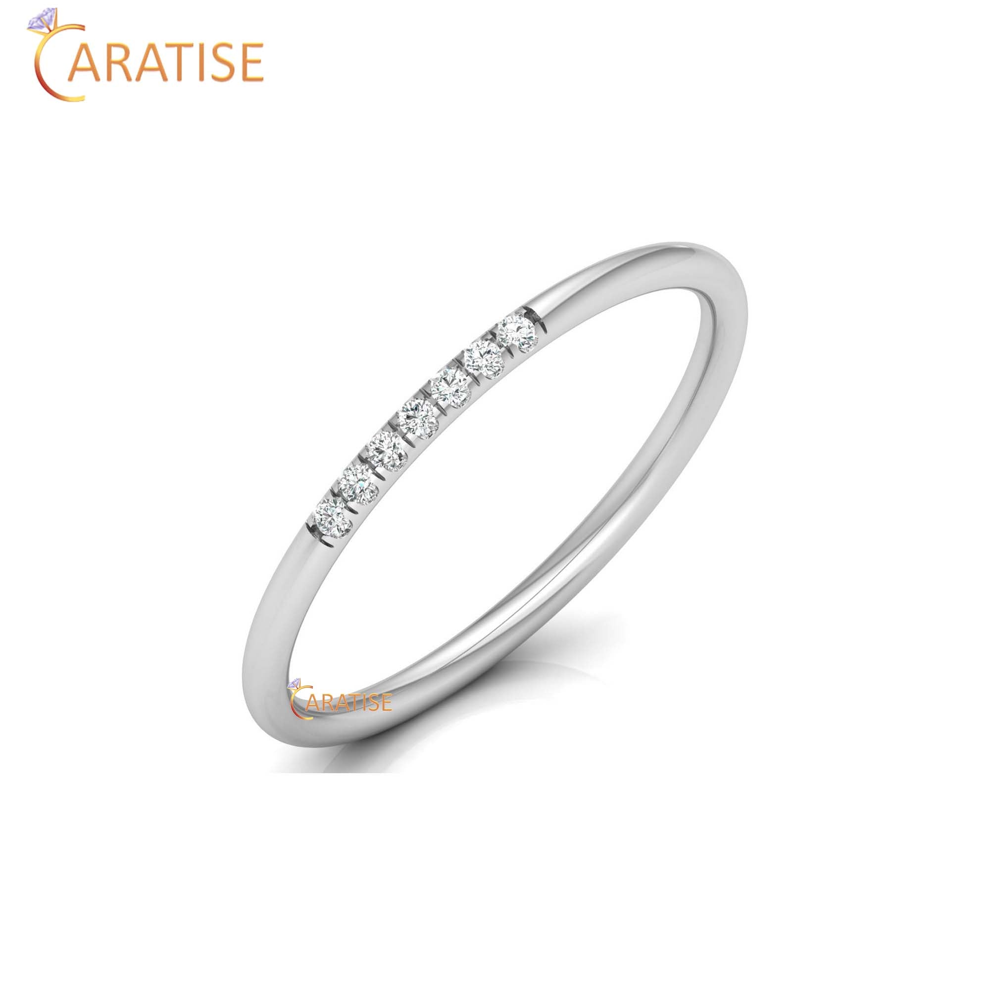 0.05 TDW Round Cut Women's Minimalist Diamond Ring