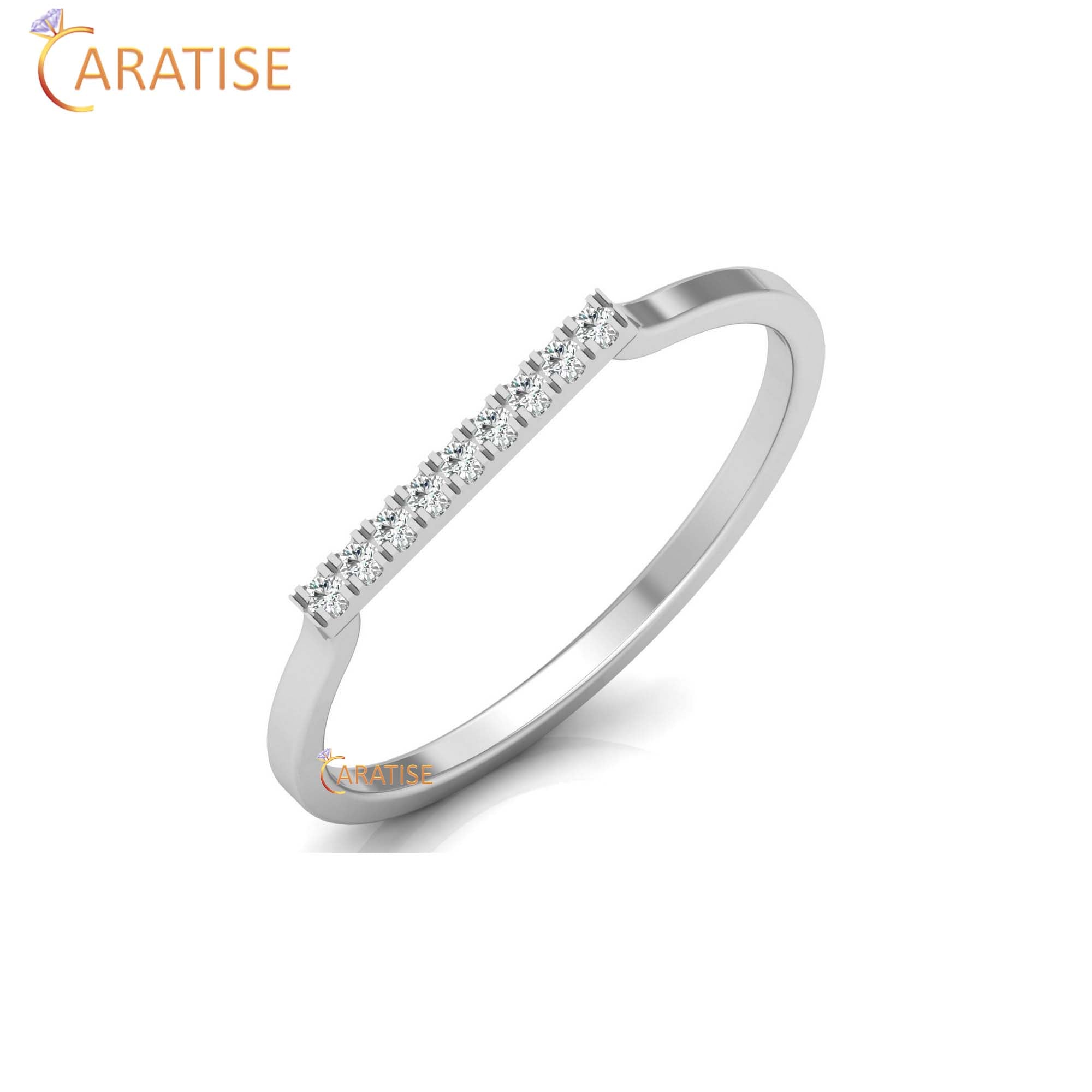0.045 TDW Round Cut Women's Minimalist Diamond Ring