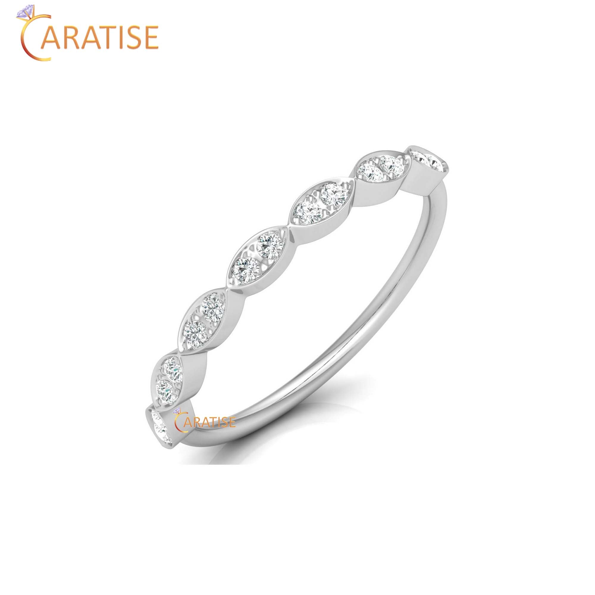 0.08 TDW Round Cut Women's Minimalist Diamond Ring