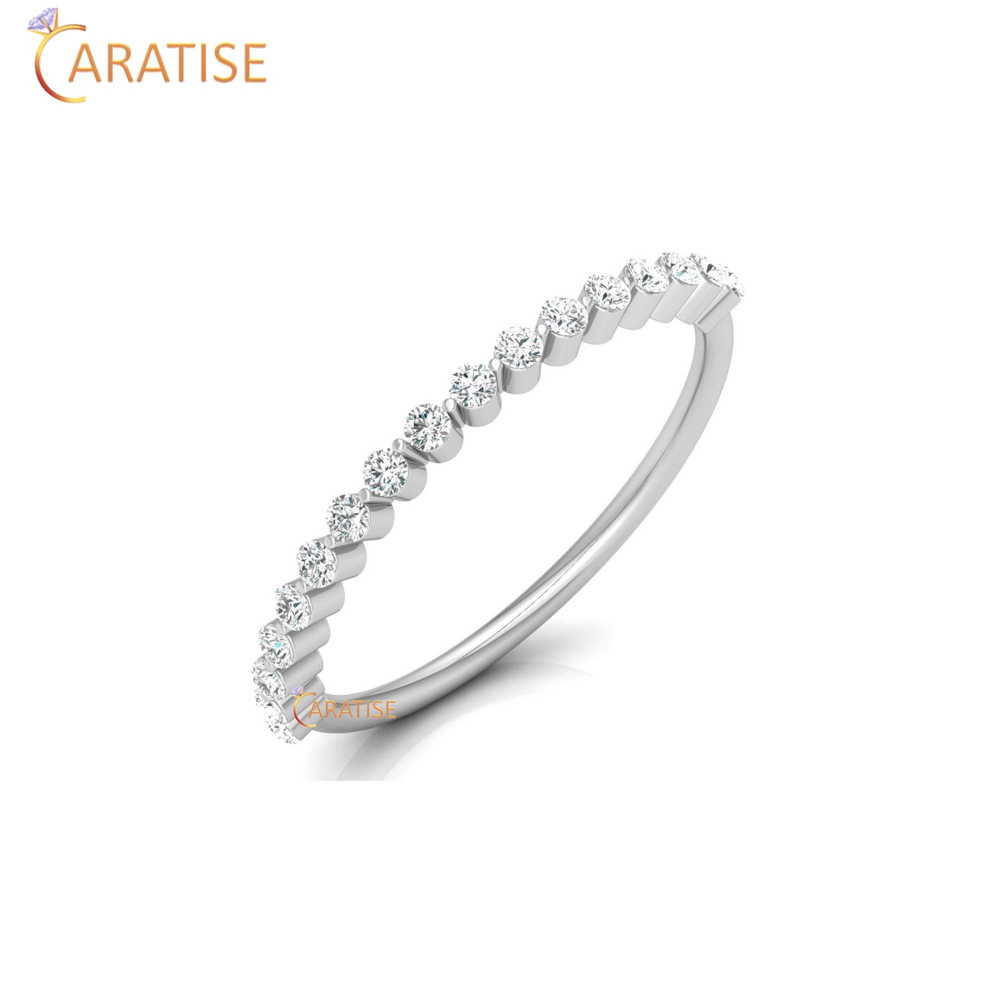 0.26 TDW Round Cut Women's Minimalist Diamond Ring
