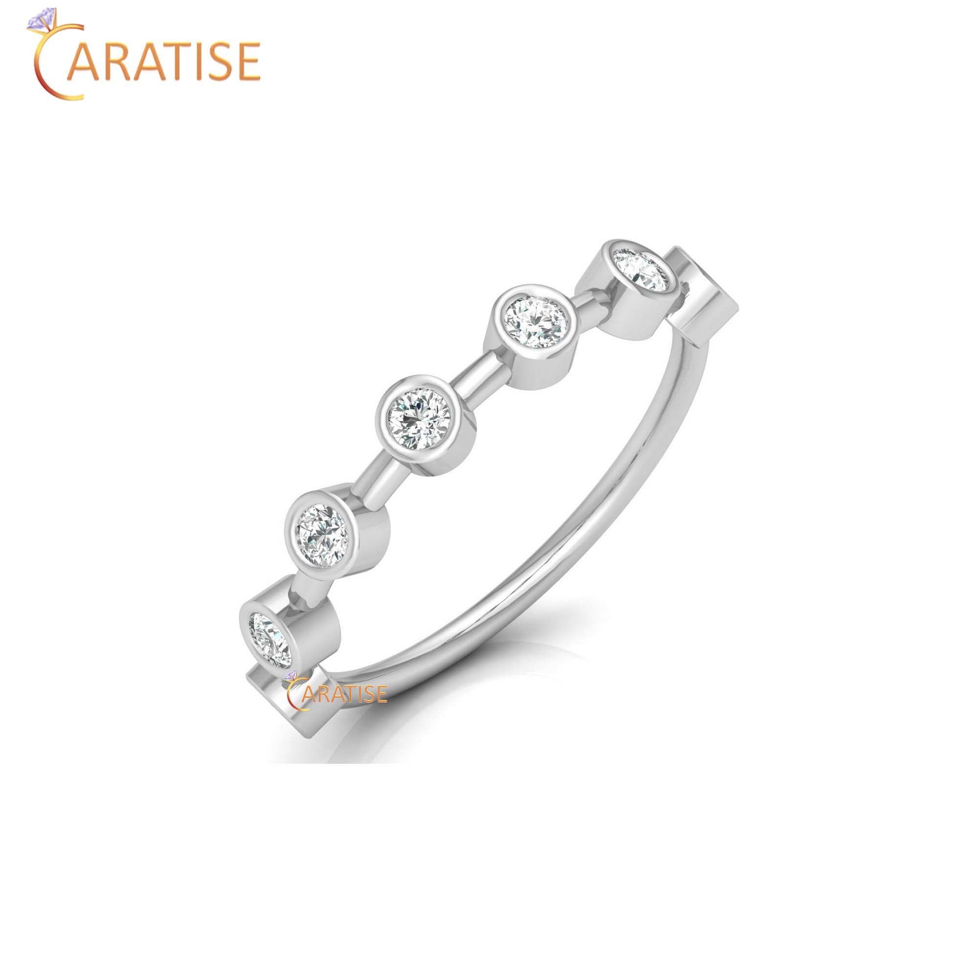 0.28 TDW Round Cut Women's Minimalist Diamond Ring