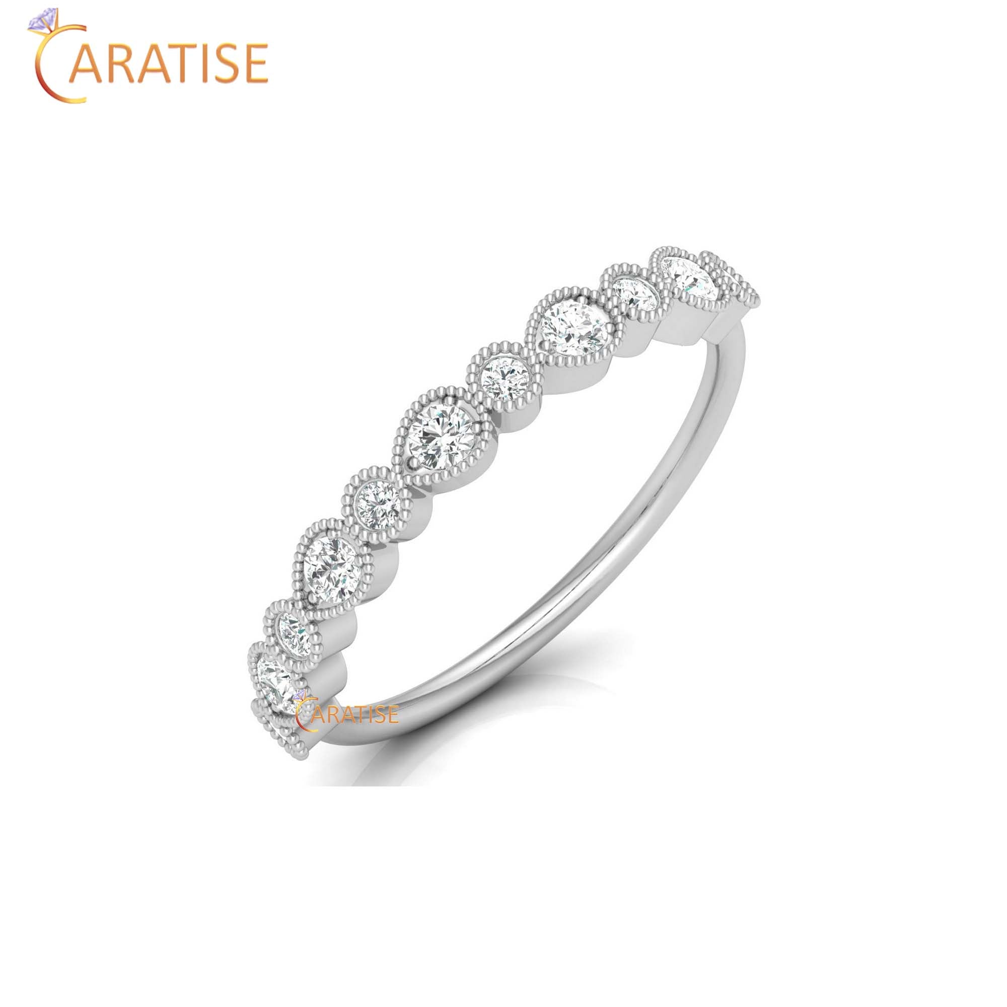 0.29 TDW Round Cut Women's Diamond Minimalist Ring