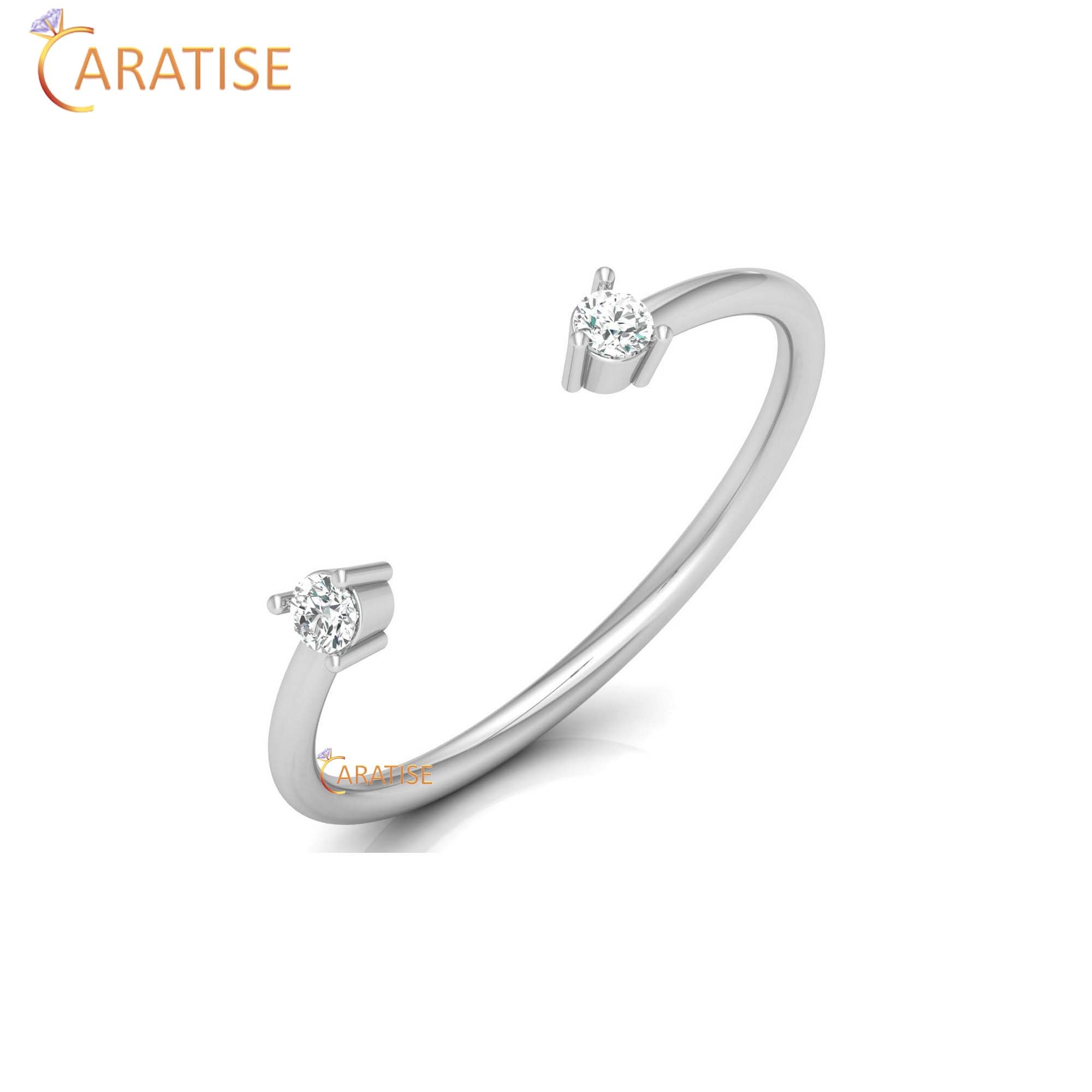 0.08 TDW Round Cut Women's Minimalist Diamond Ring