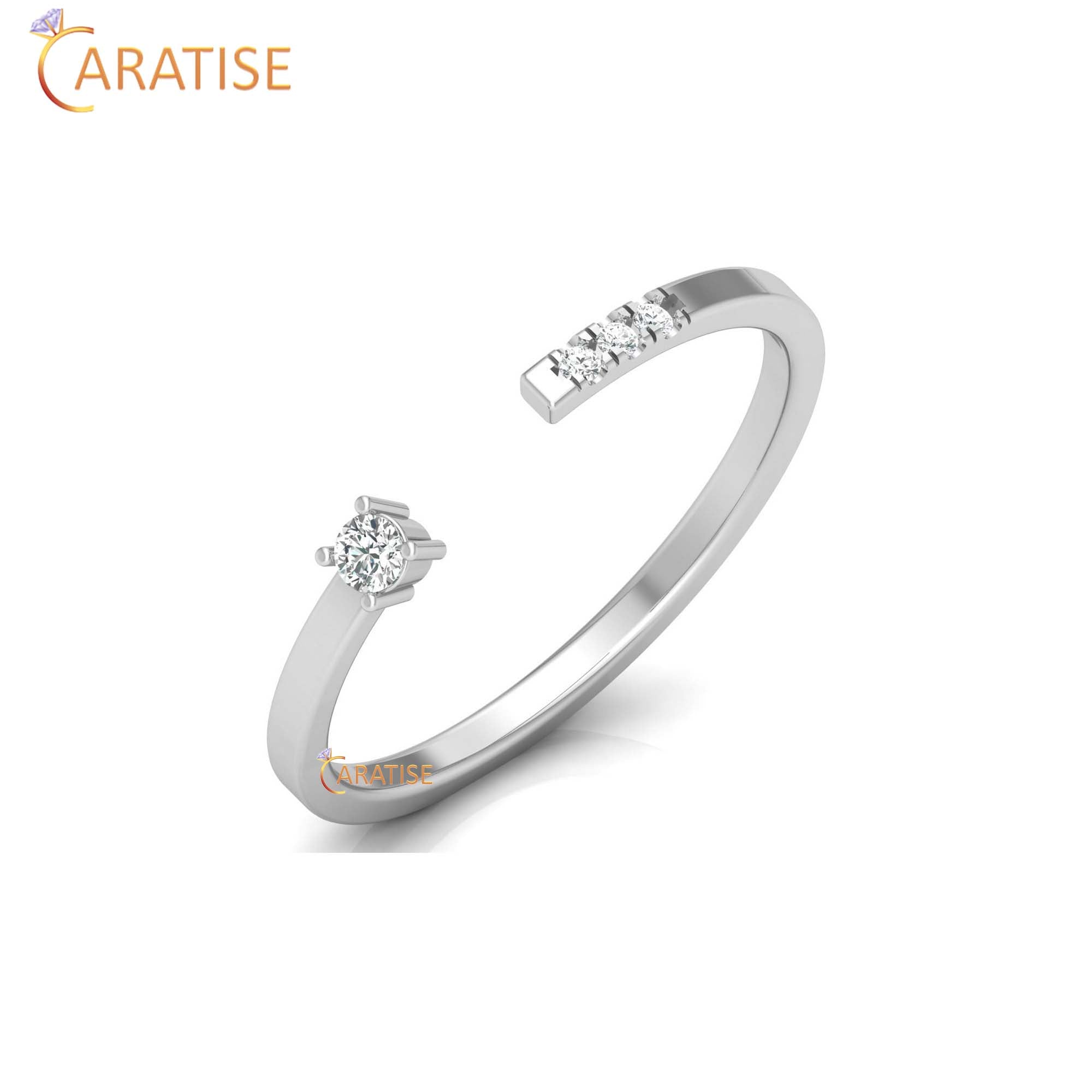 0.06 TDW Round Cut Women's Minimalist Diamond Ring