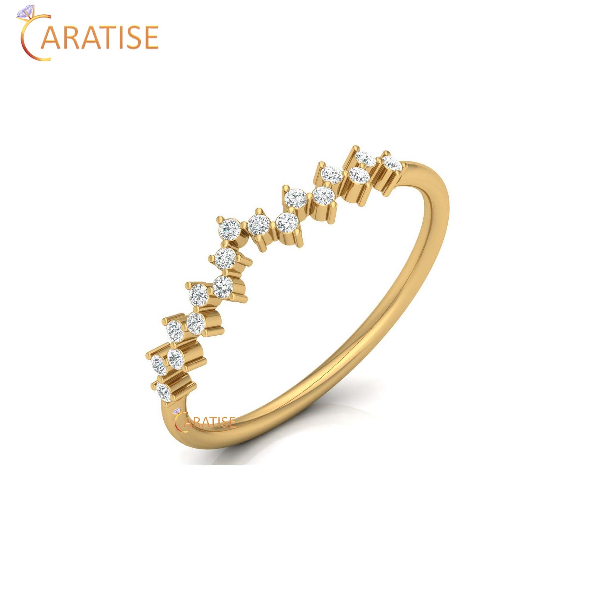 0.11 TDW Round Cut Women's Diamond Minimalist Ring