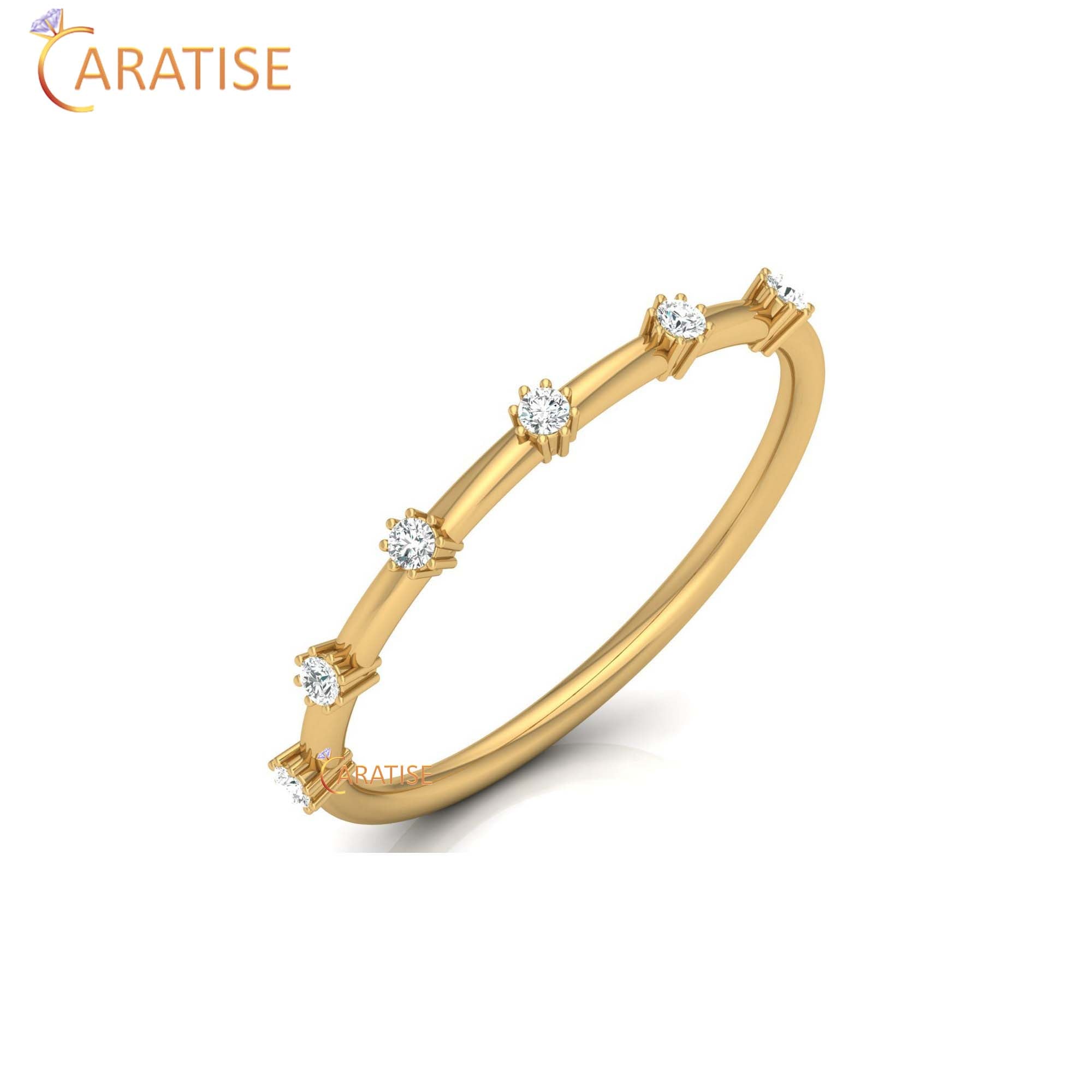 0.08 TDW Round Cut Women's Minimalist Diamond Ring
