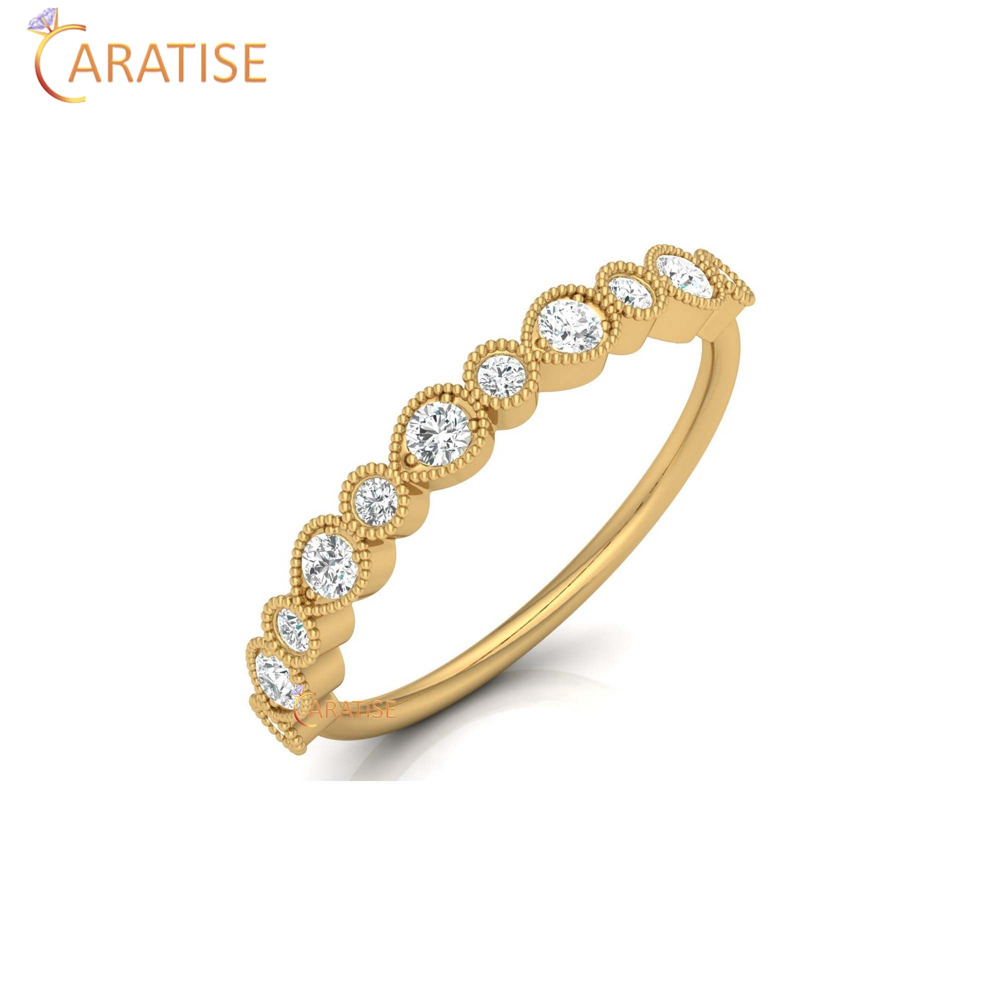 0.29 TDW Round Cut Women's Diamond Minimalist Ring