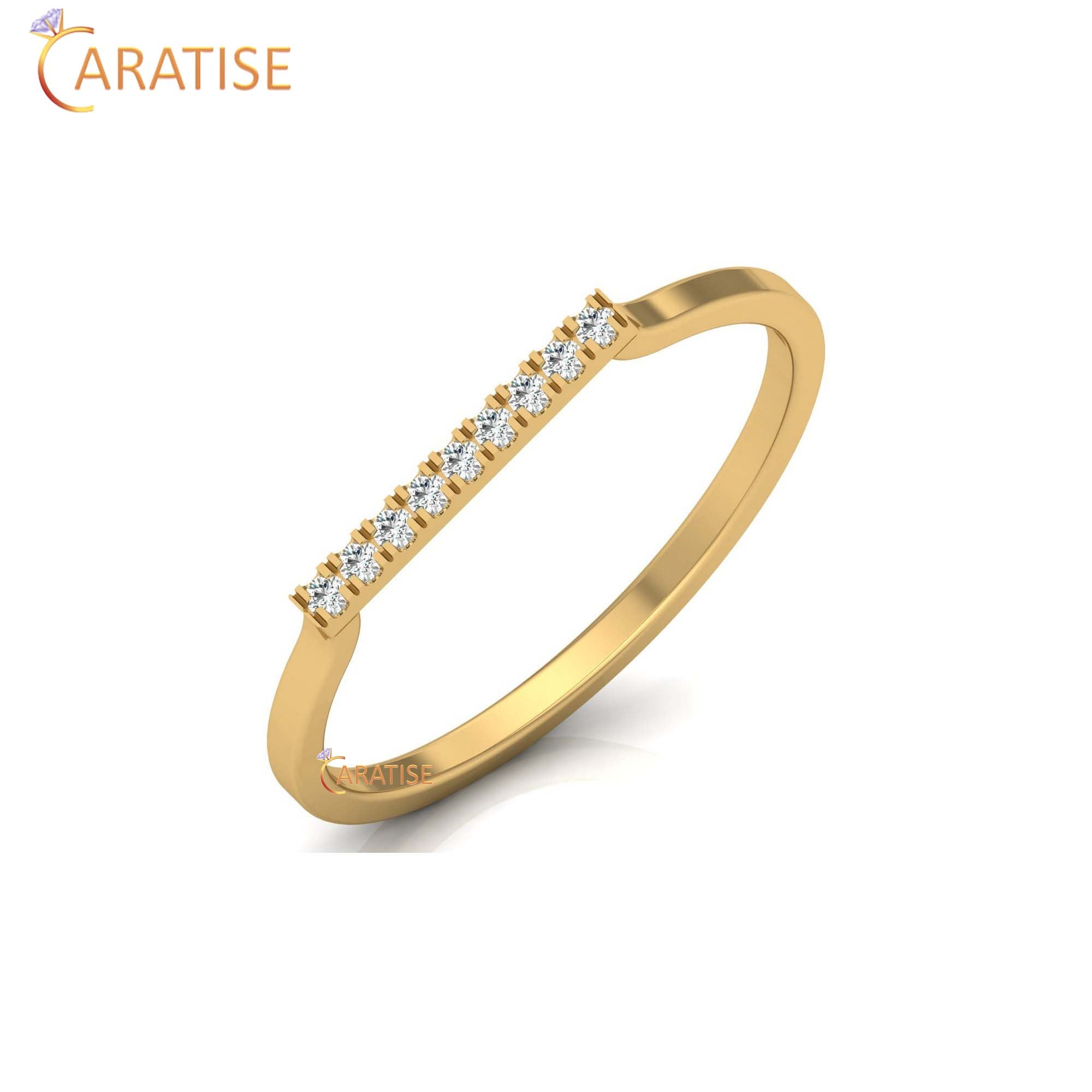 0.045 TDW Round Cut Women's Minimalist Diamond Ring