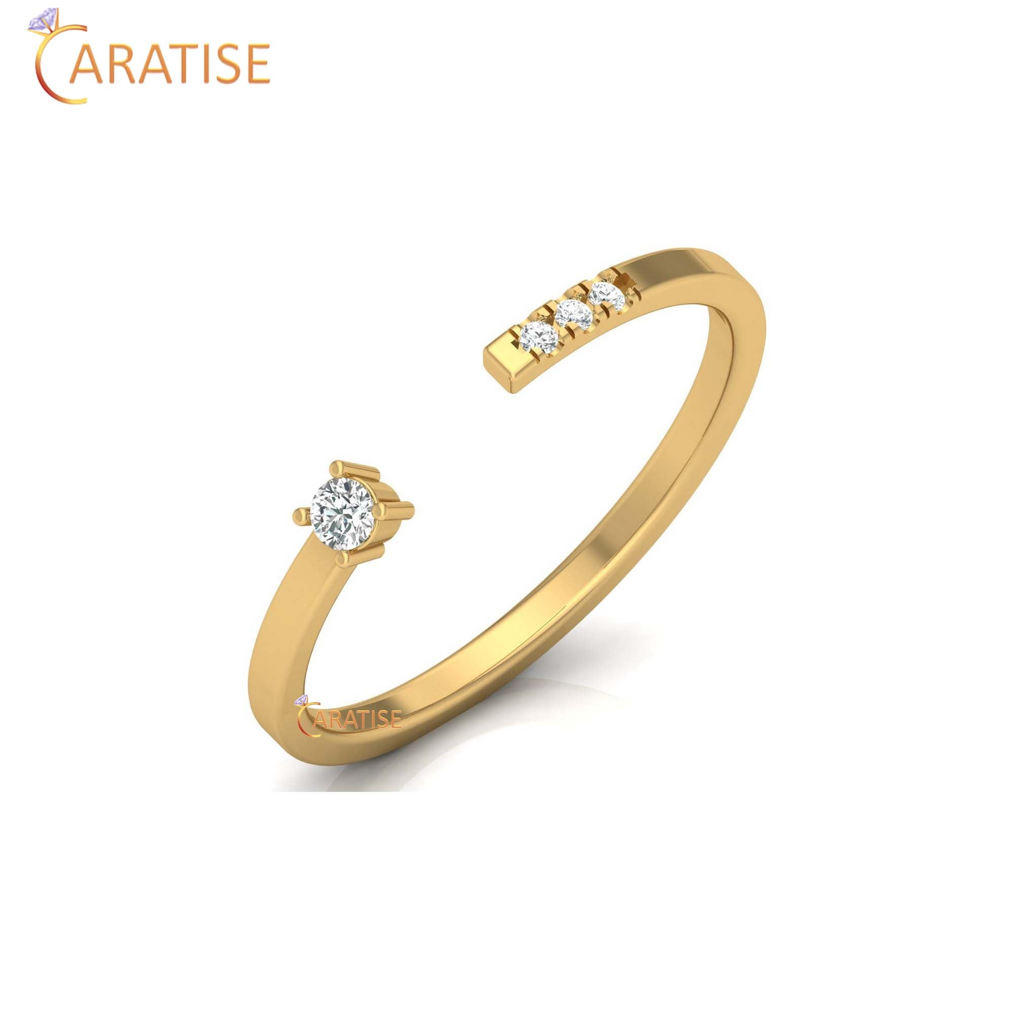 0.06 TDW Round Cut Women's Minimalist Diamond Ring