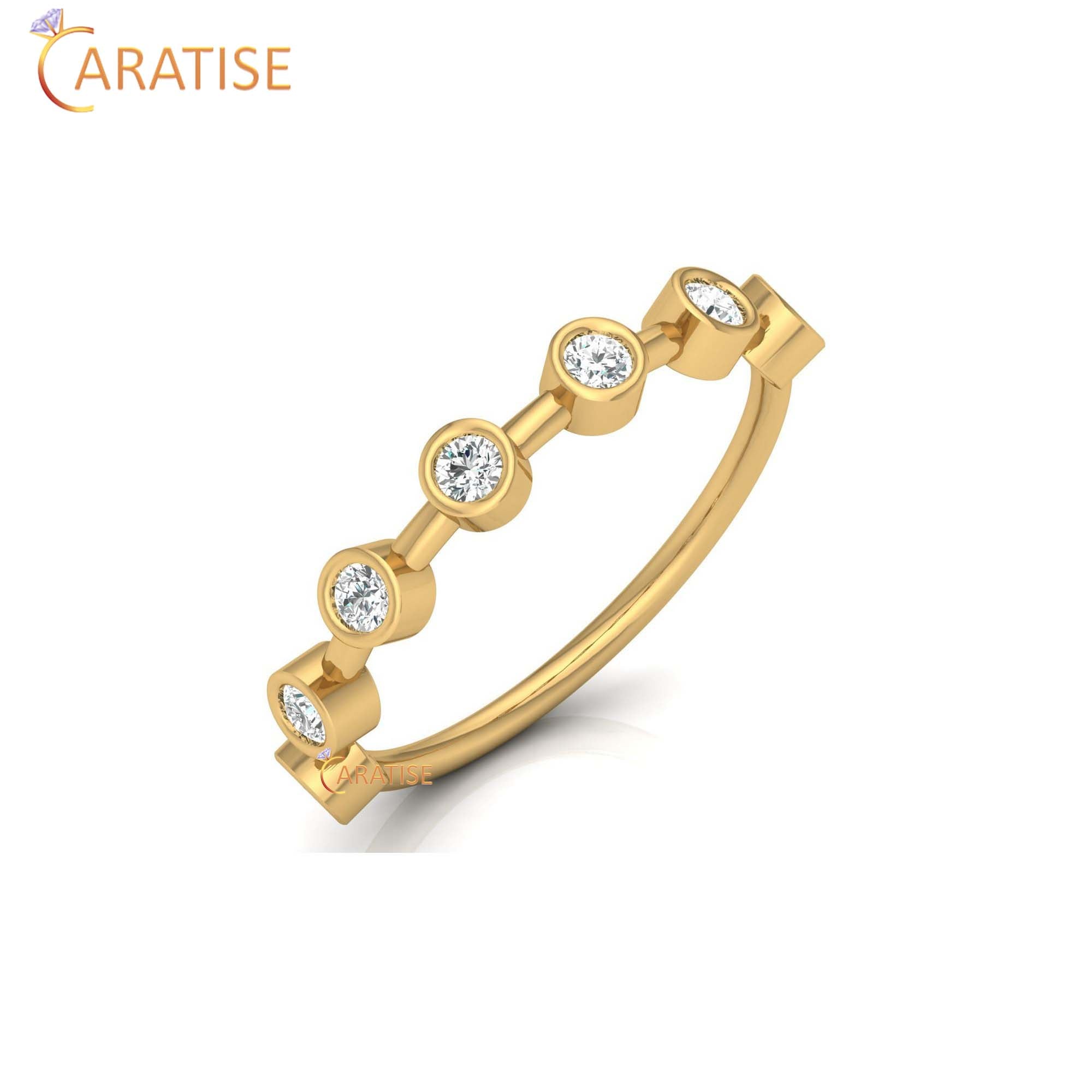 0.28 TDW Round Cut Women's Minimalist Diamond Ring