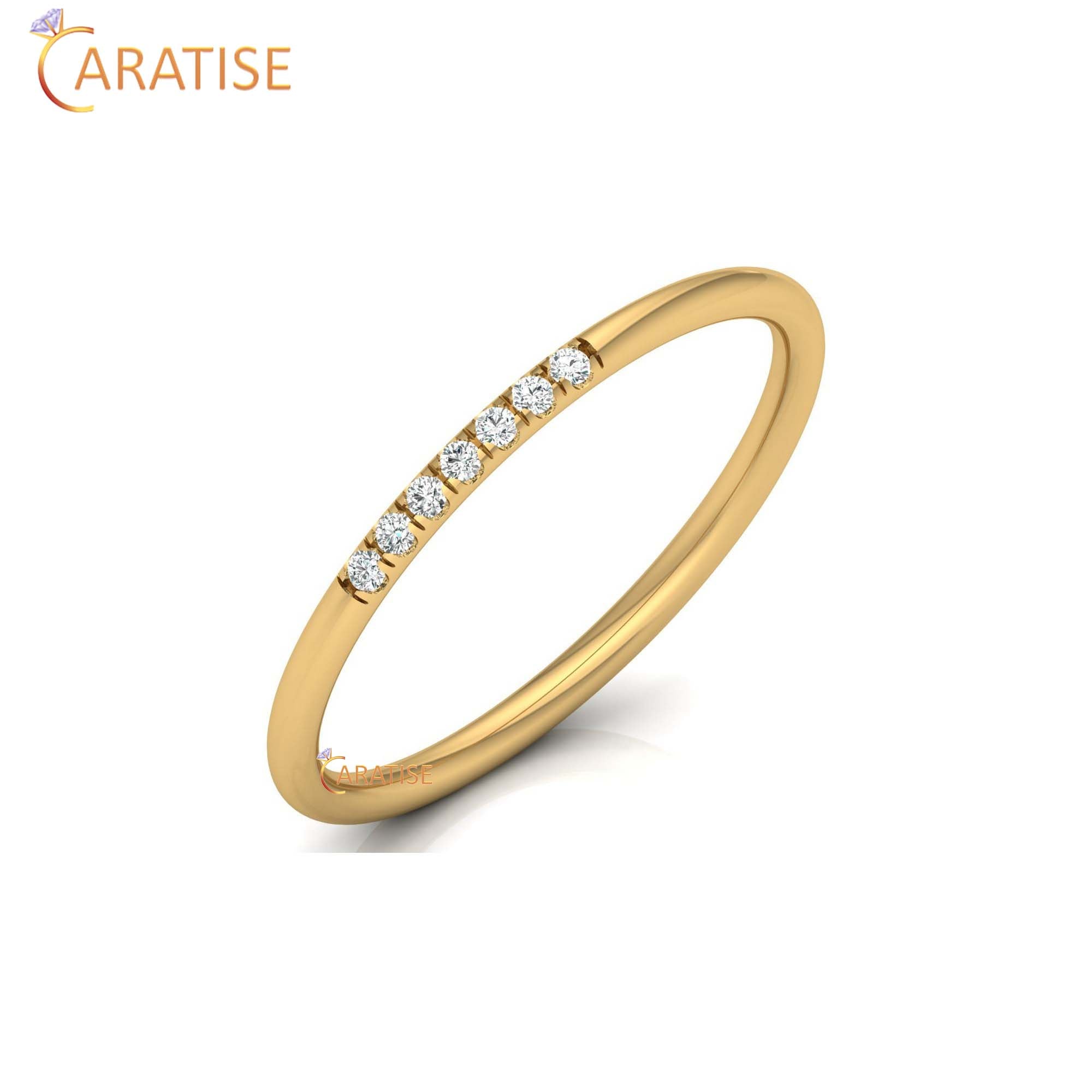 0.05 TDW Round Cut Women's Minimalist Diamond Ring