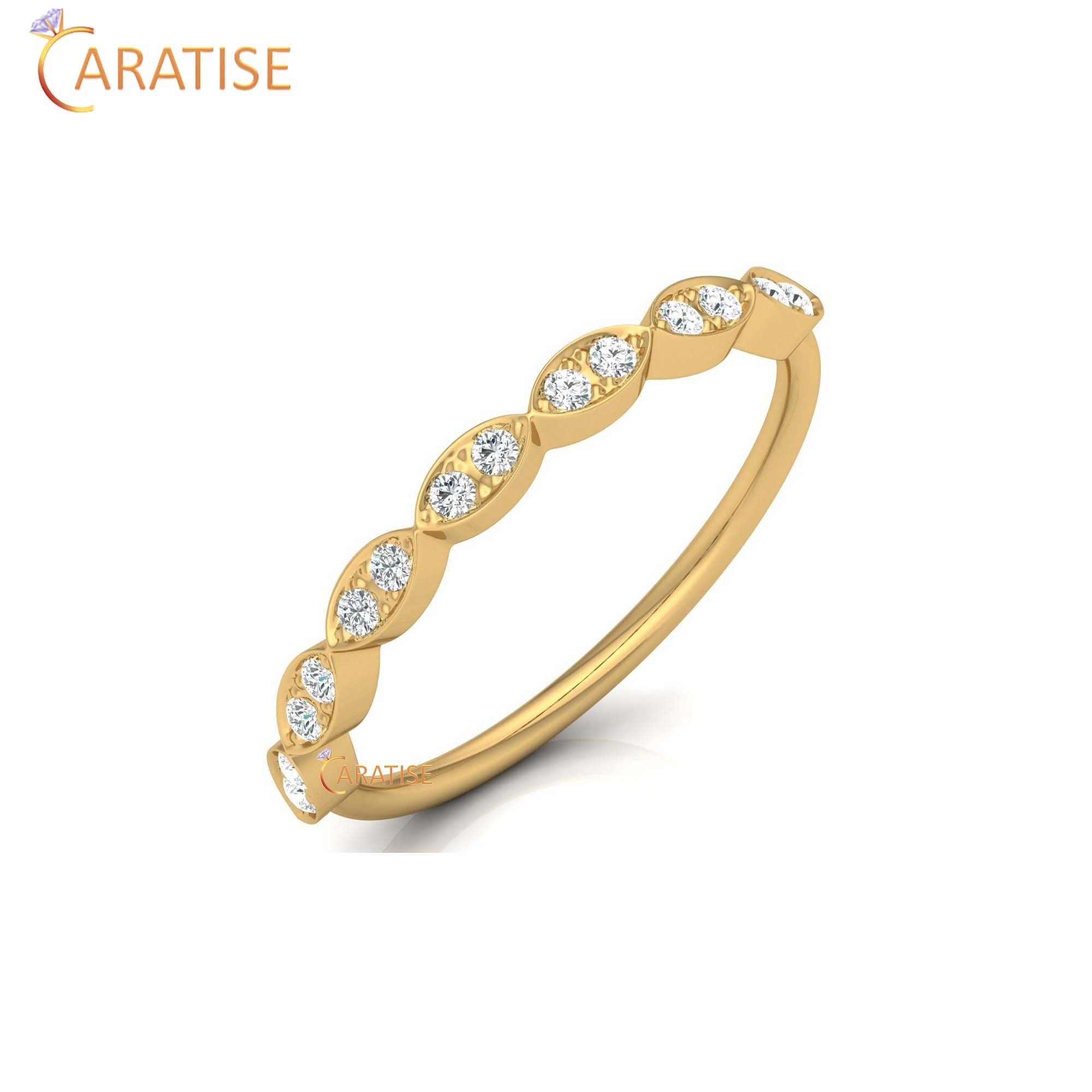 0.08 TDW Round Cut Women's Minimalist Diamond Ring