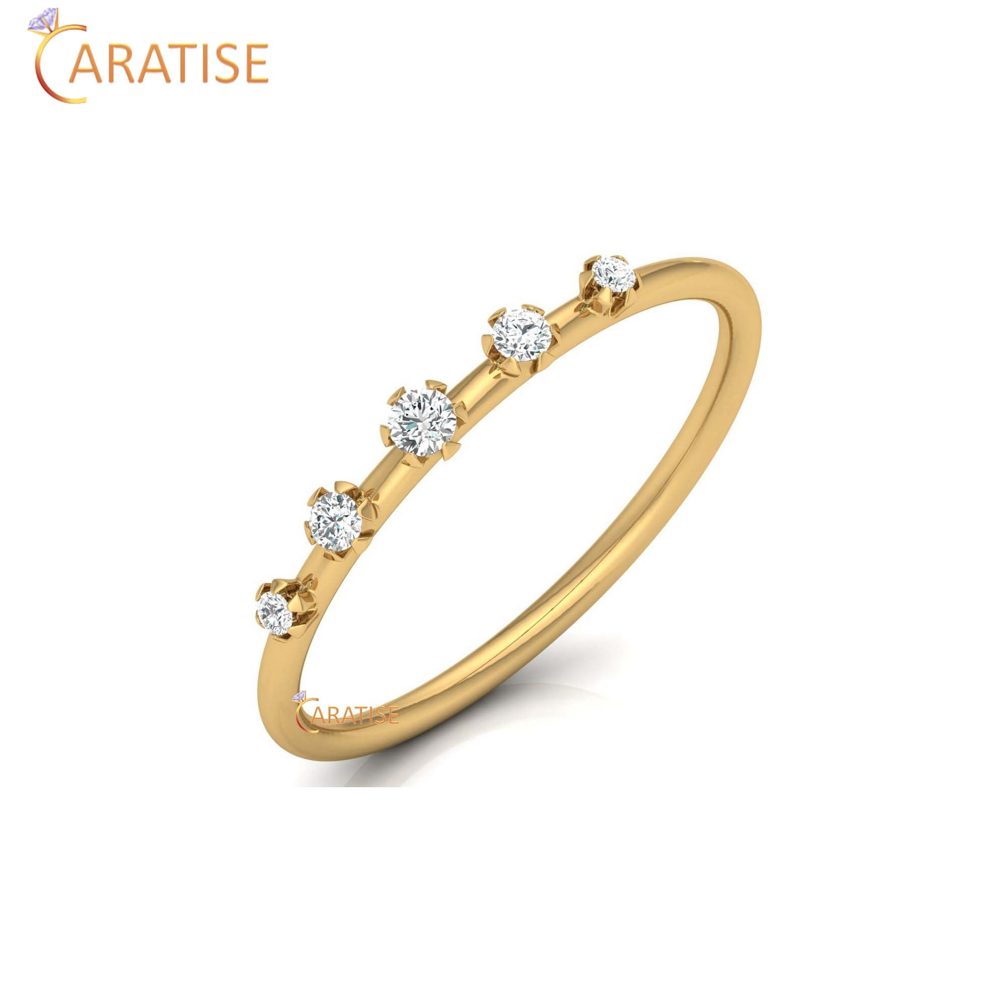 0.083 TDW Round Cut Women's Minimalist Diamond Ring