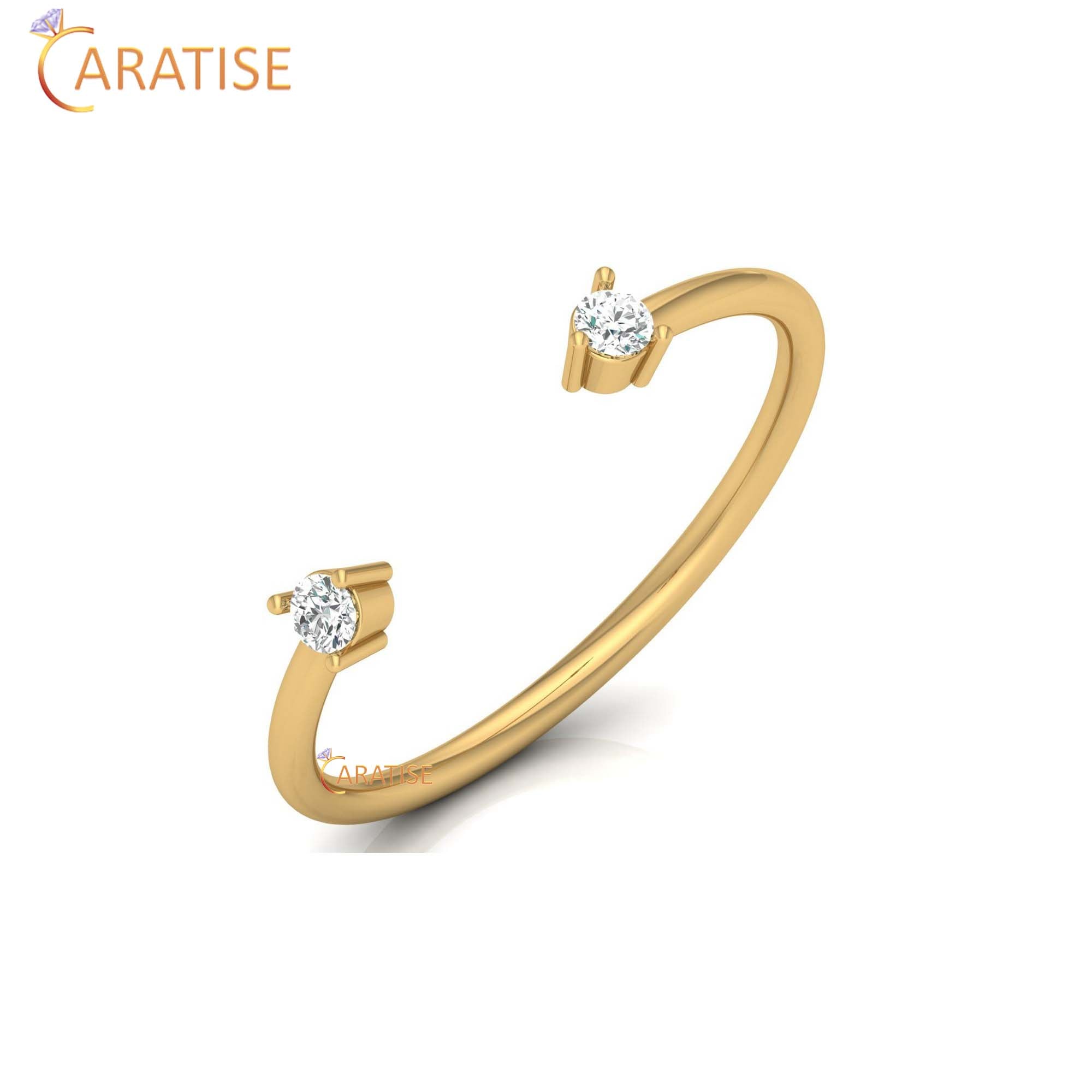 0.08 TDW Round Cut Women's Minimalist Diamond Ring