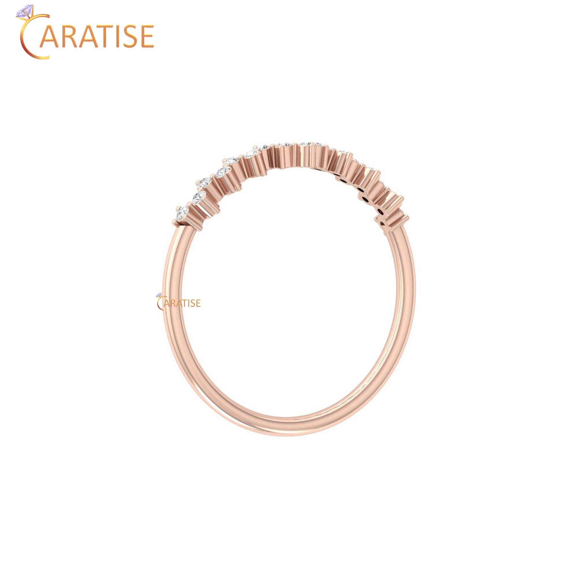 0.11 TDW Round Cut Women's Diamond Minimalist Ring