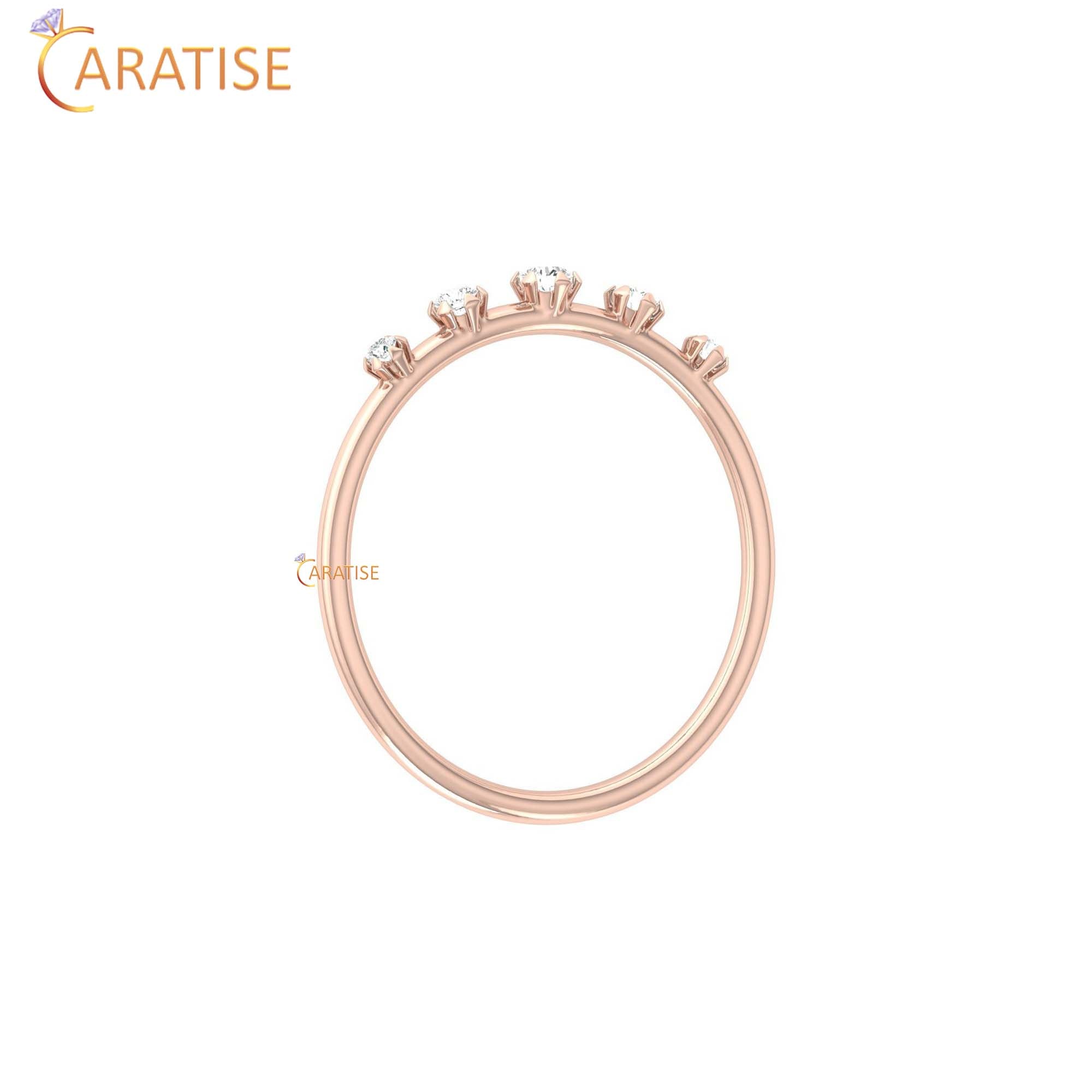 0.083 TDW Round Cut Women's Minimalist Diamond Ring