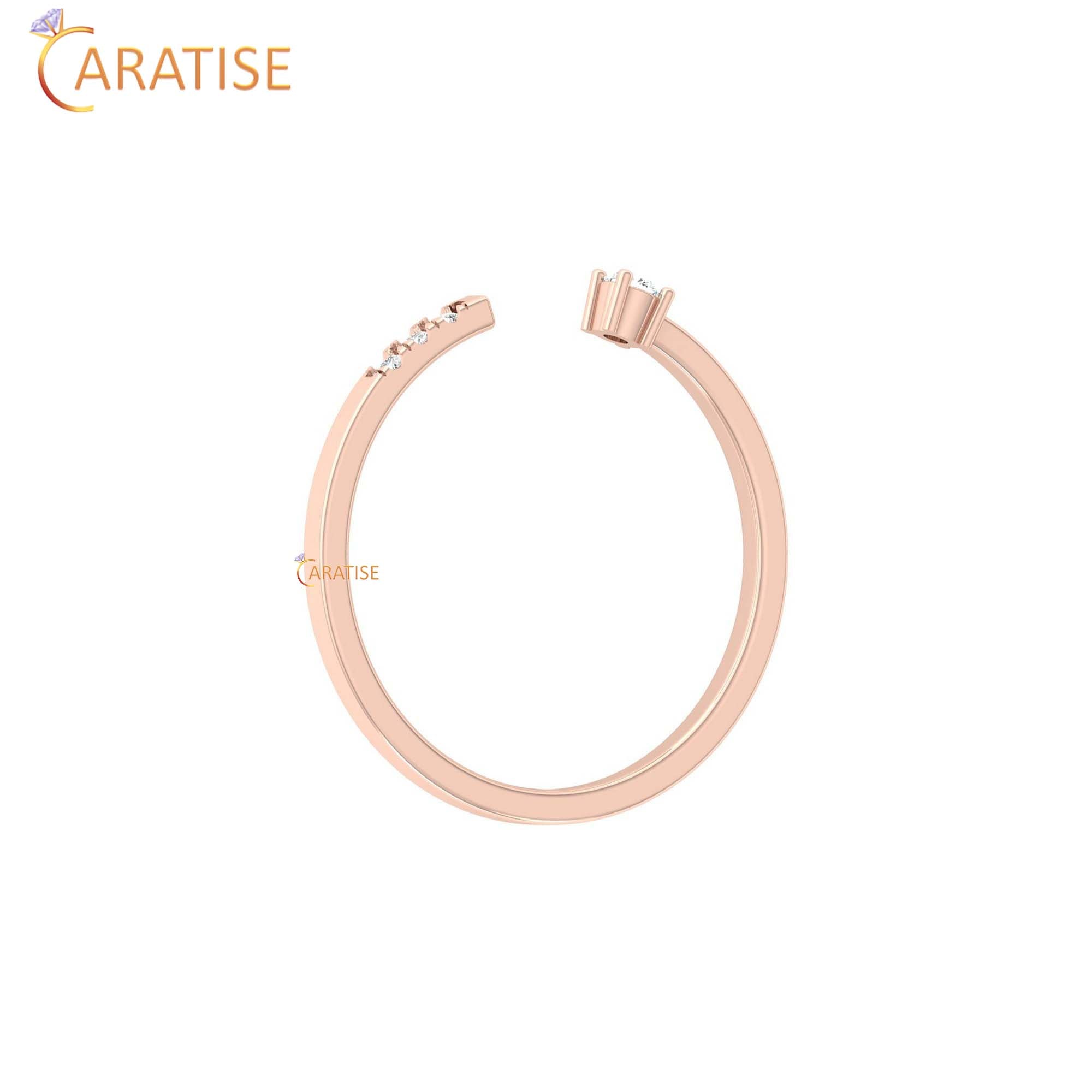 0.06 TDW Round Cut Women's Minimalist Diamond Ring