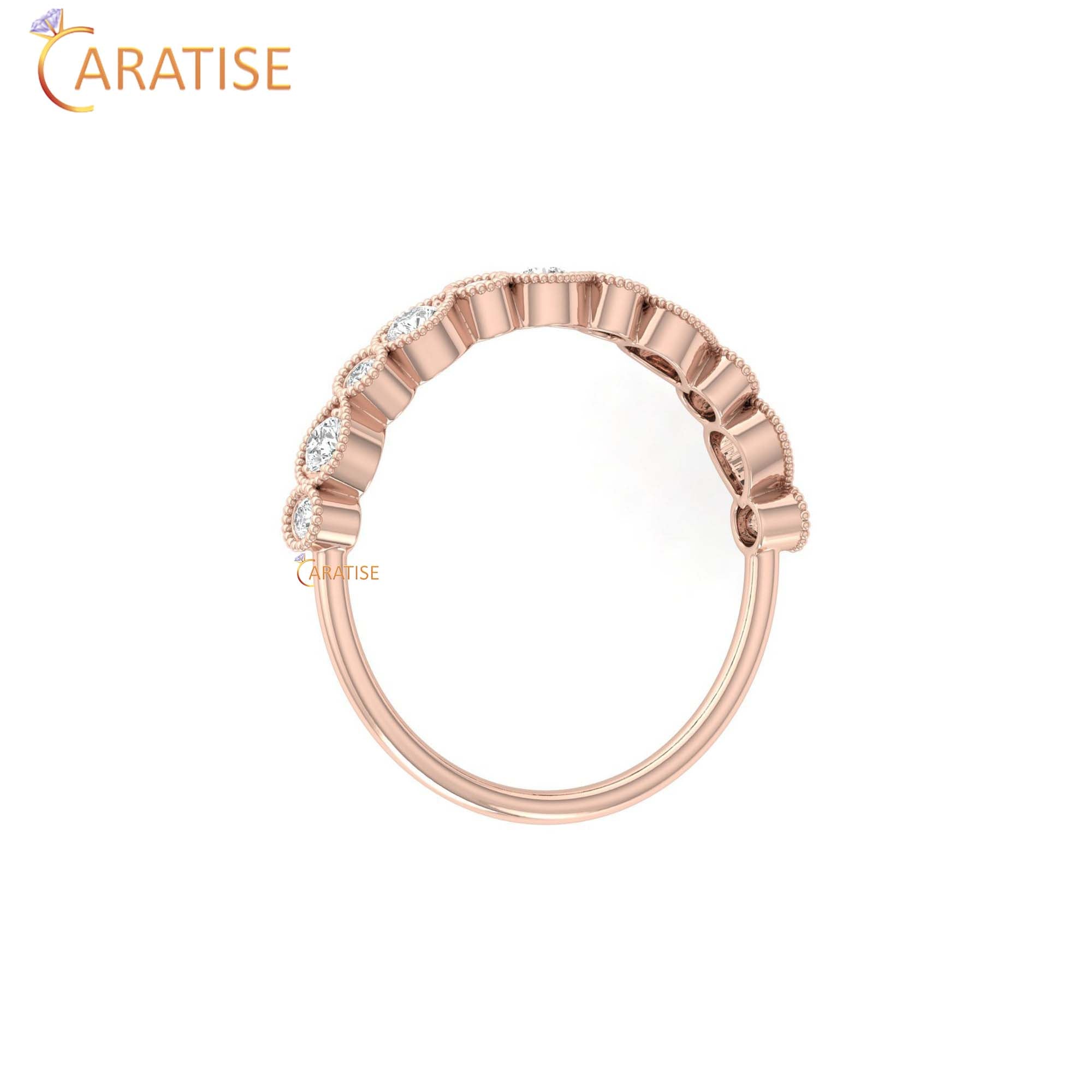 0.29 TDW Round Cut Women's Diamond Minimalist Ring