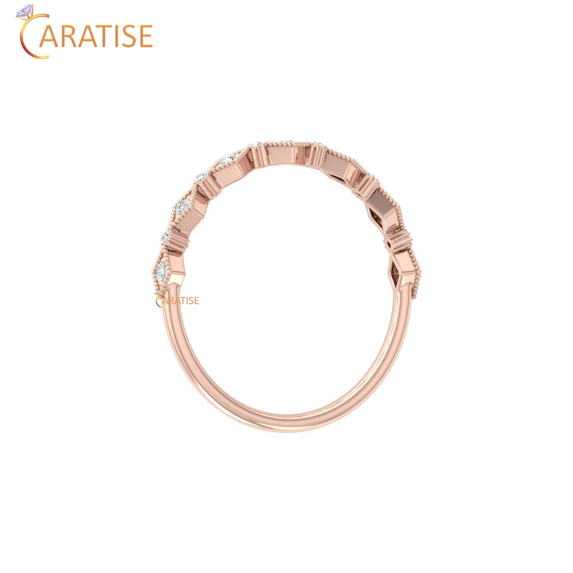 0.08 TDW Round Cut Women's Minimalist Diamond Ring