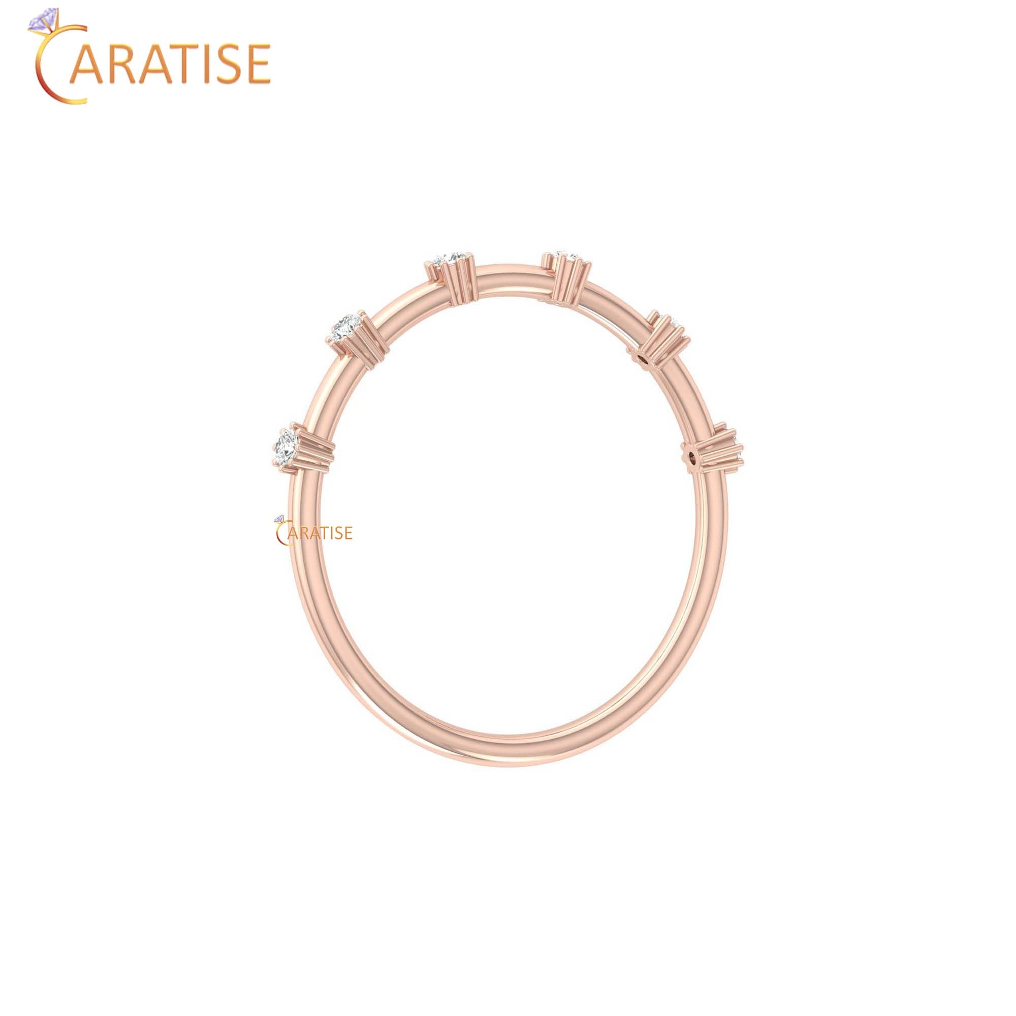 0.08 TDW Round Cut Women's Minimalist Diamond Ring