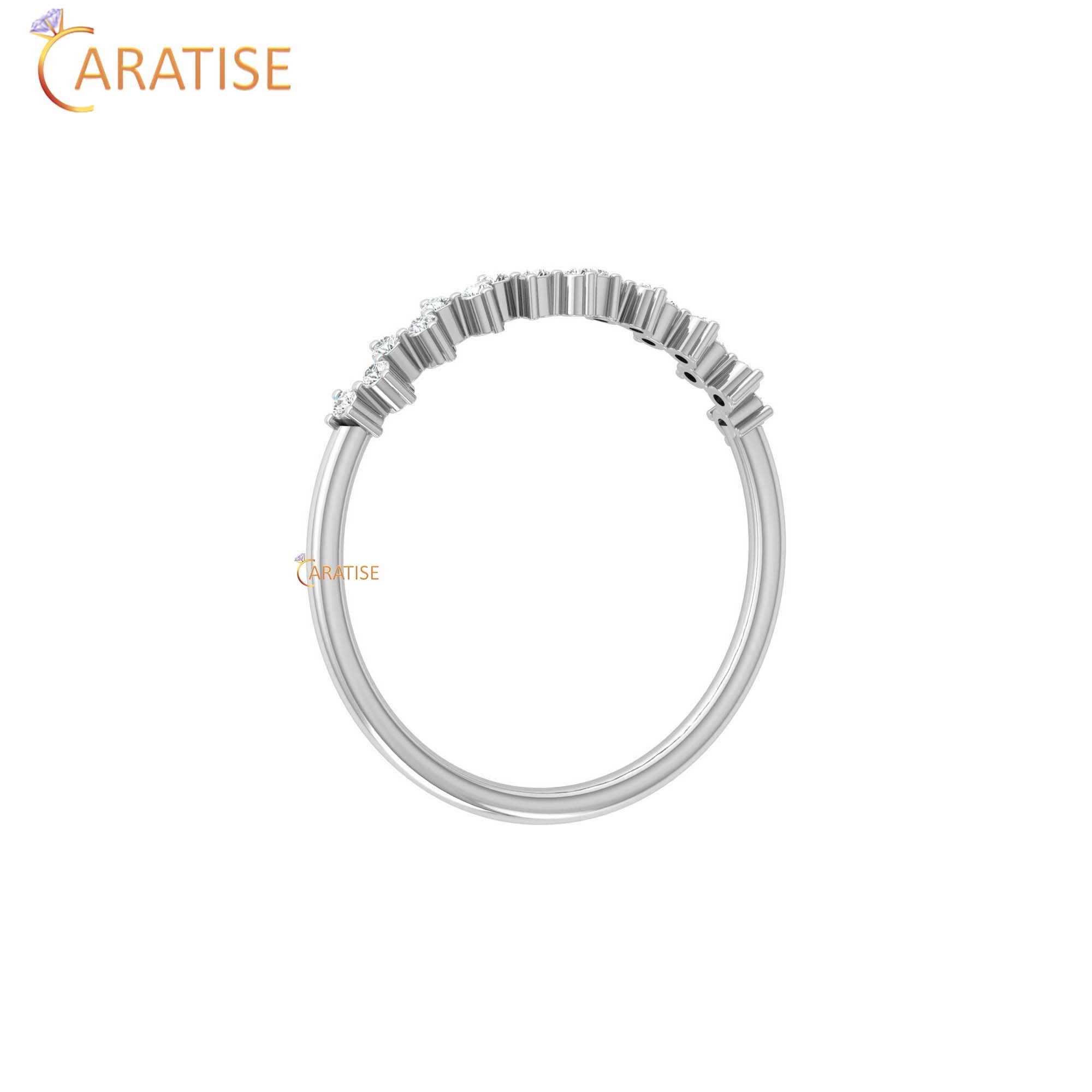 0.11 TDW Round Cut Women's Diamond Minimalist Ring