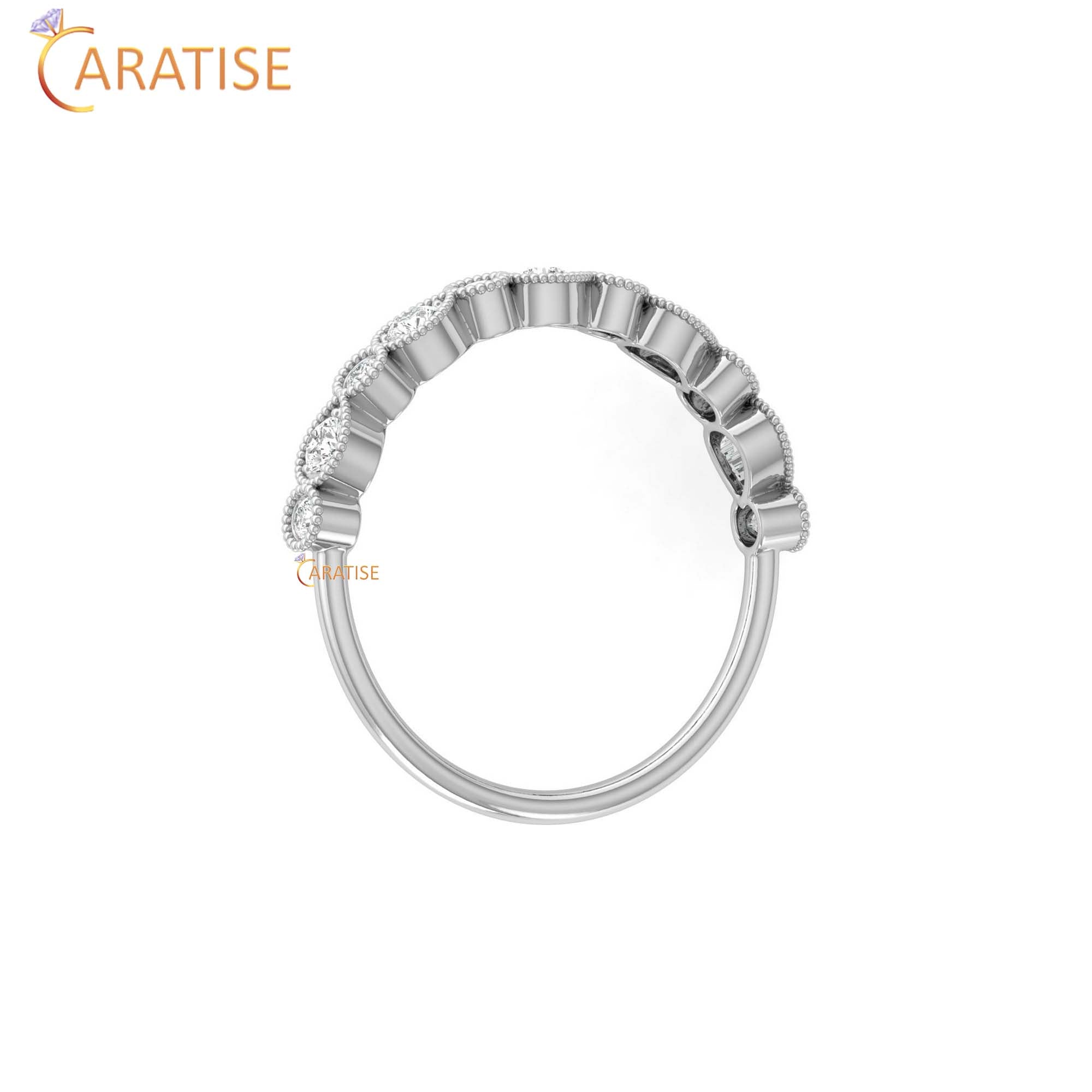 0.29 TDW Round Cut Women's Diamond Minimalist Ring