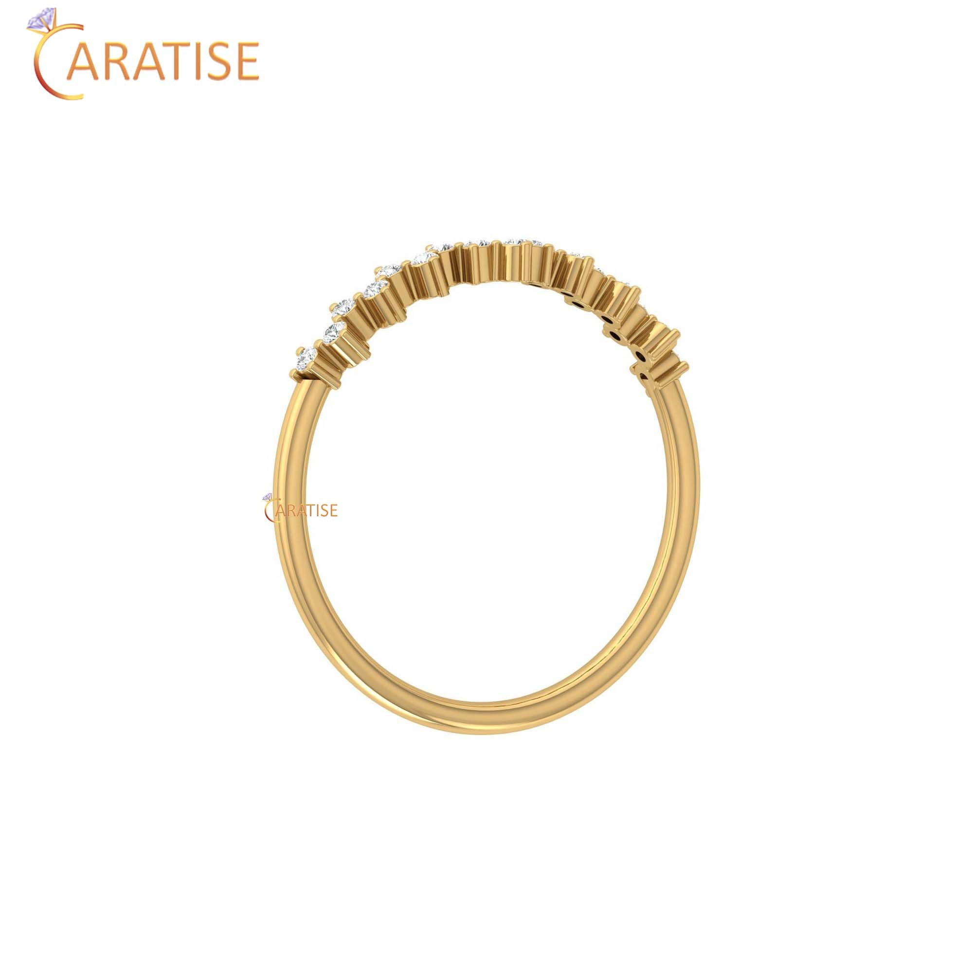 0.11 TDW Round Cut Women's Diamond Minimalist Ring