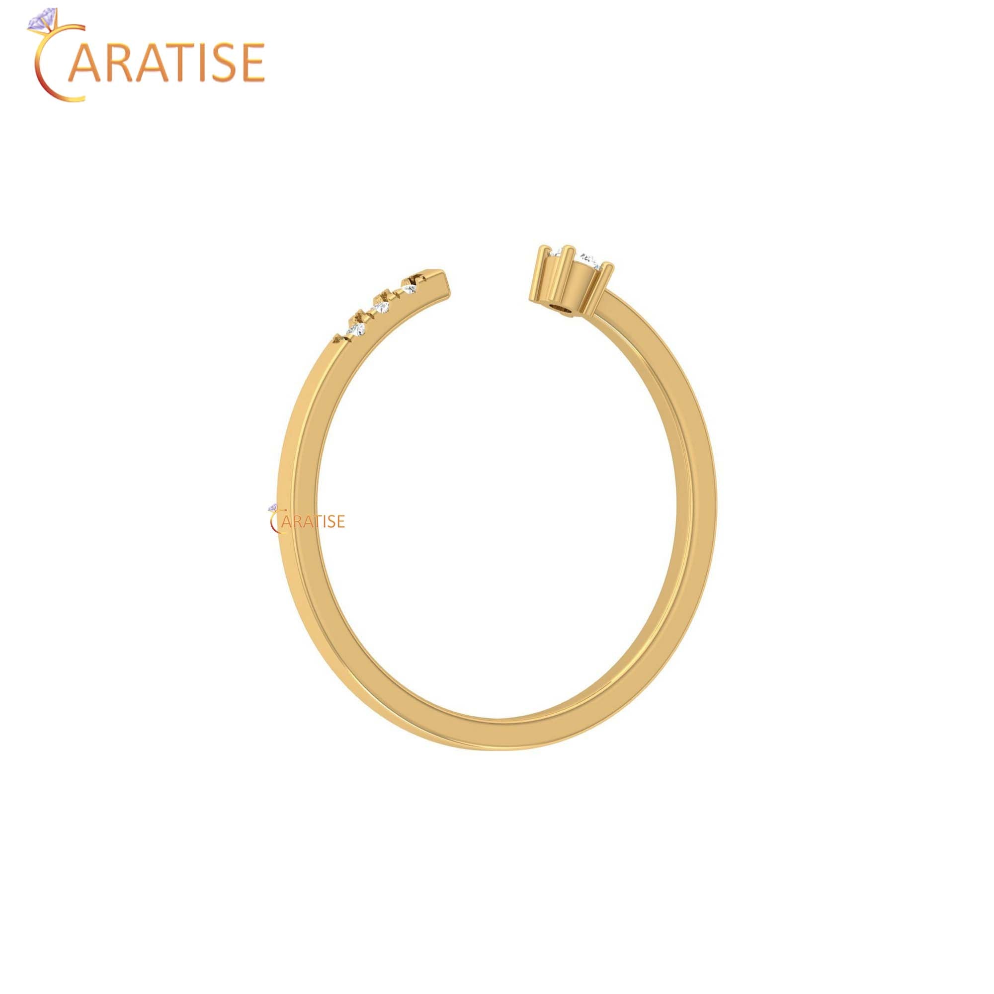 0.06 TDW Round Cut Women's Minimalist Diamond Ring